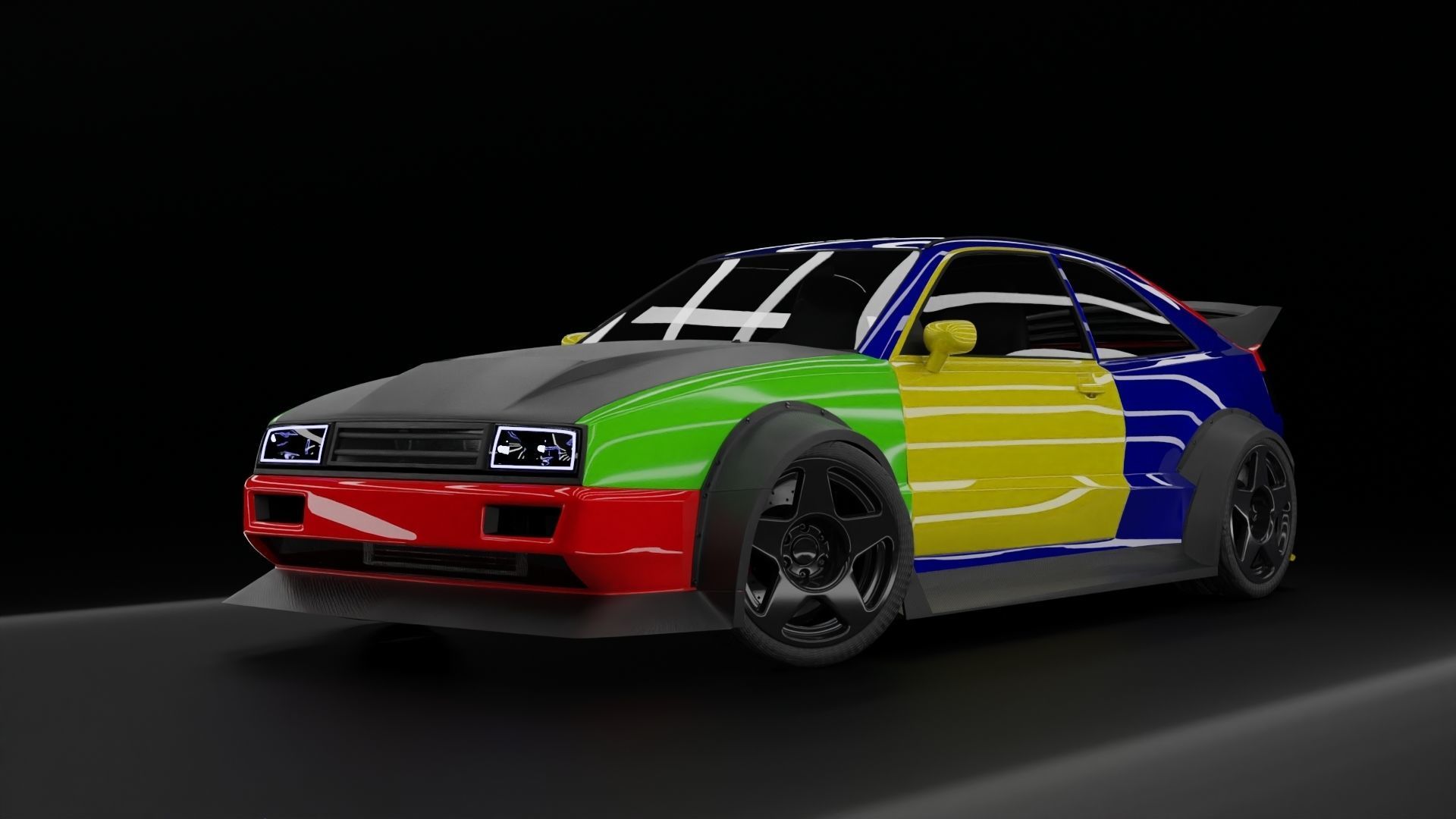 Volkswagen Corrado Rigged Low-poly 3D model_1