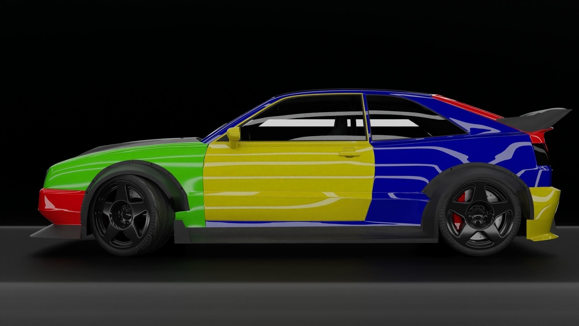 Volkswagen Corrado Rigged Low-poly 3D model_2