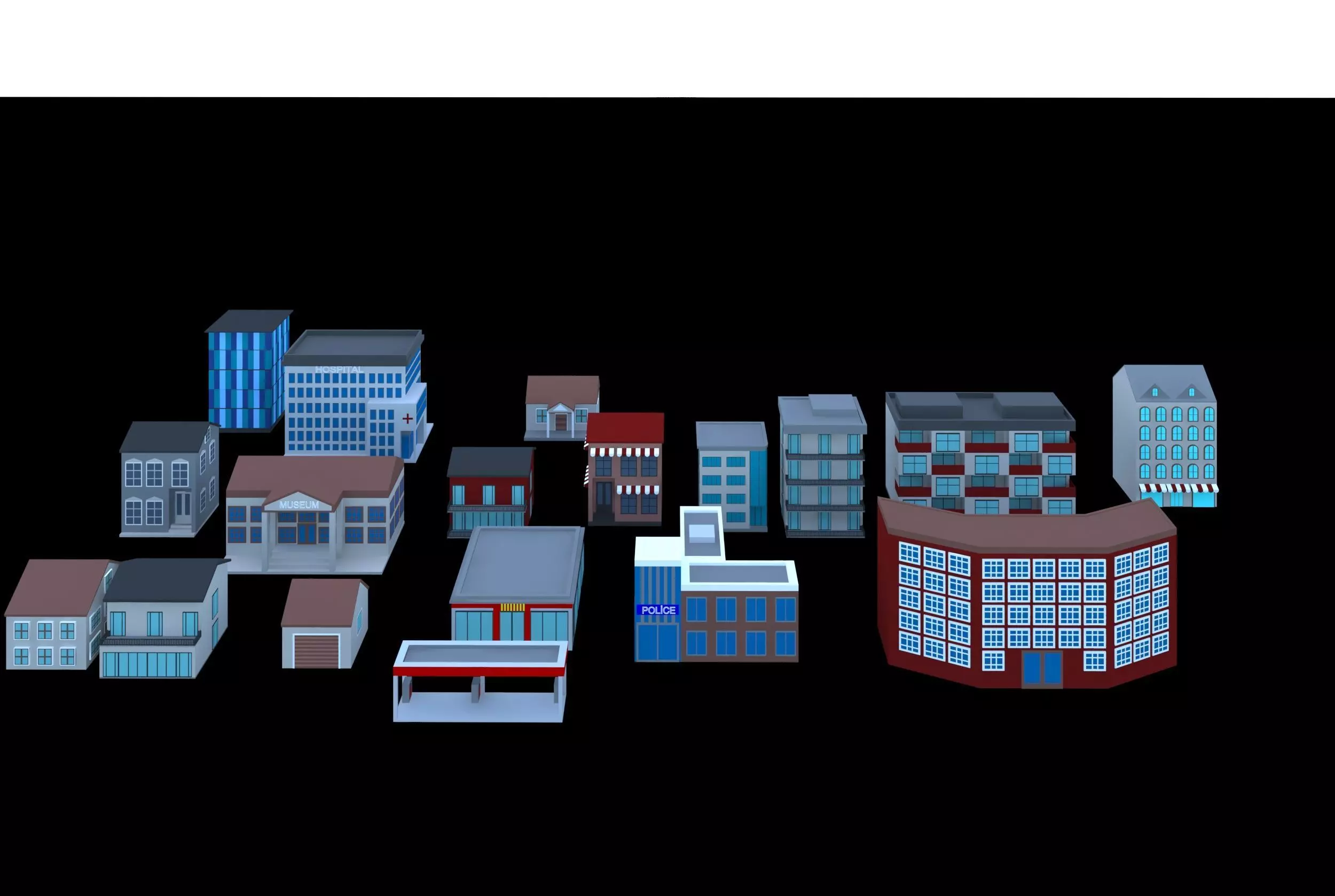 simple buildings 3D model_0