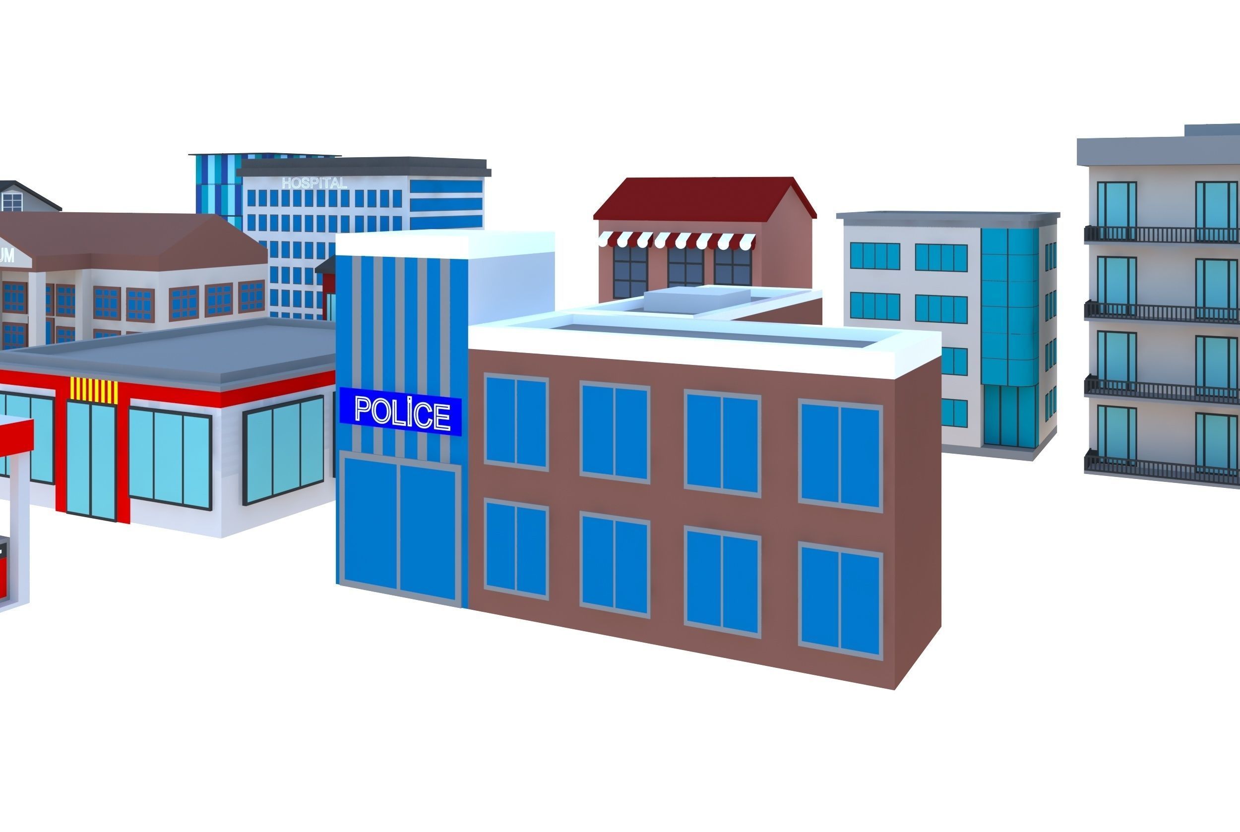 simple buildings 3D model_6