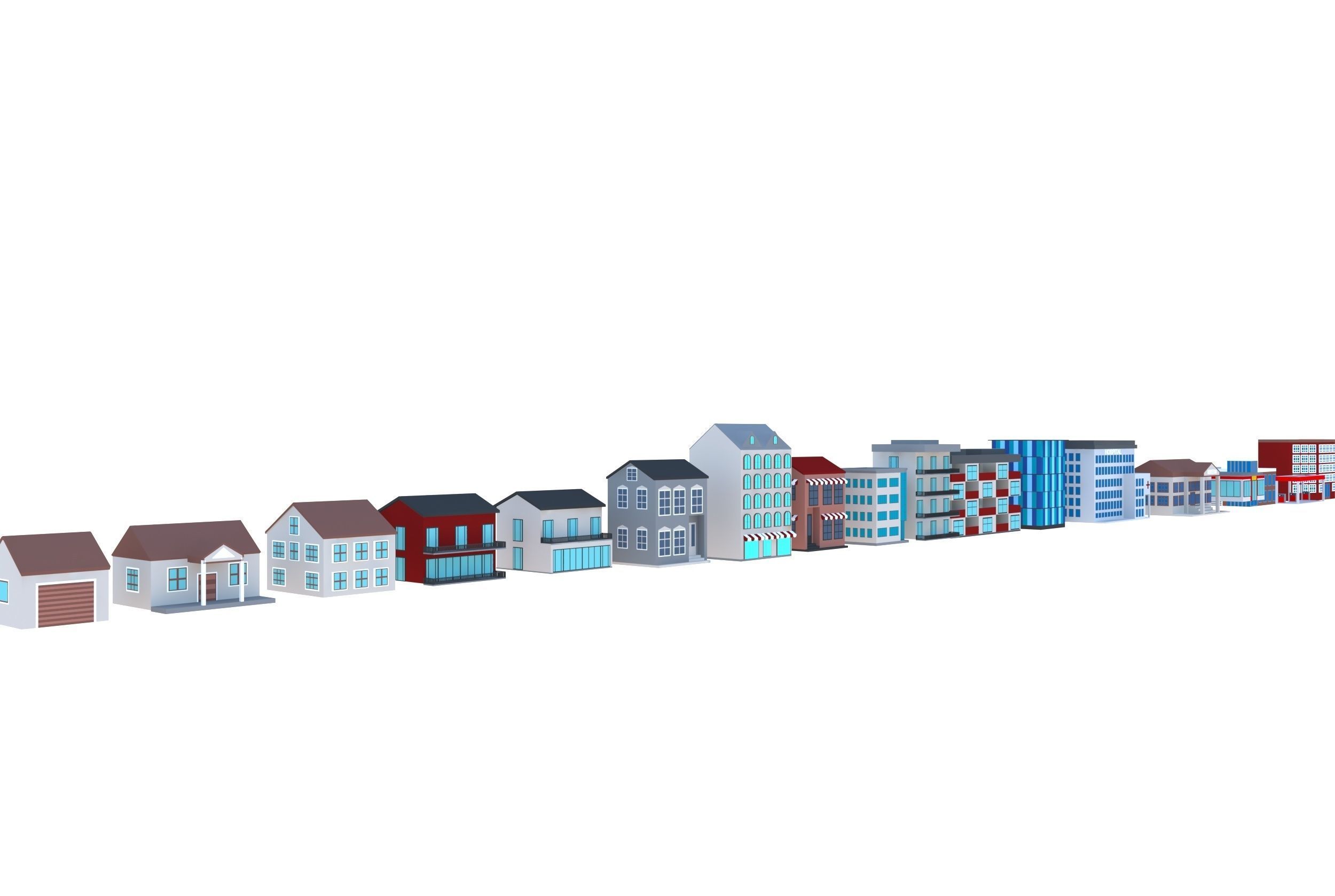 simple buildings 3D model_2