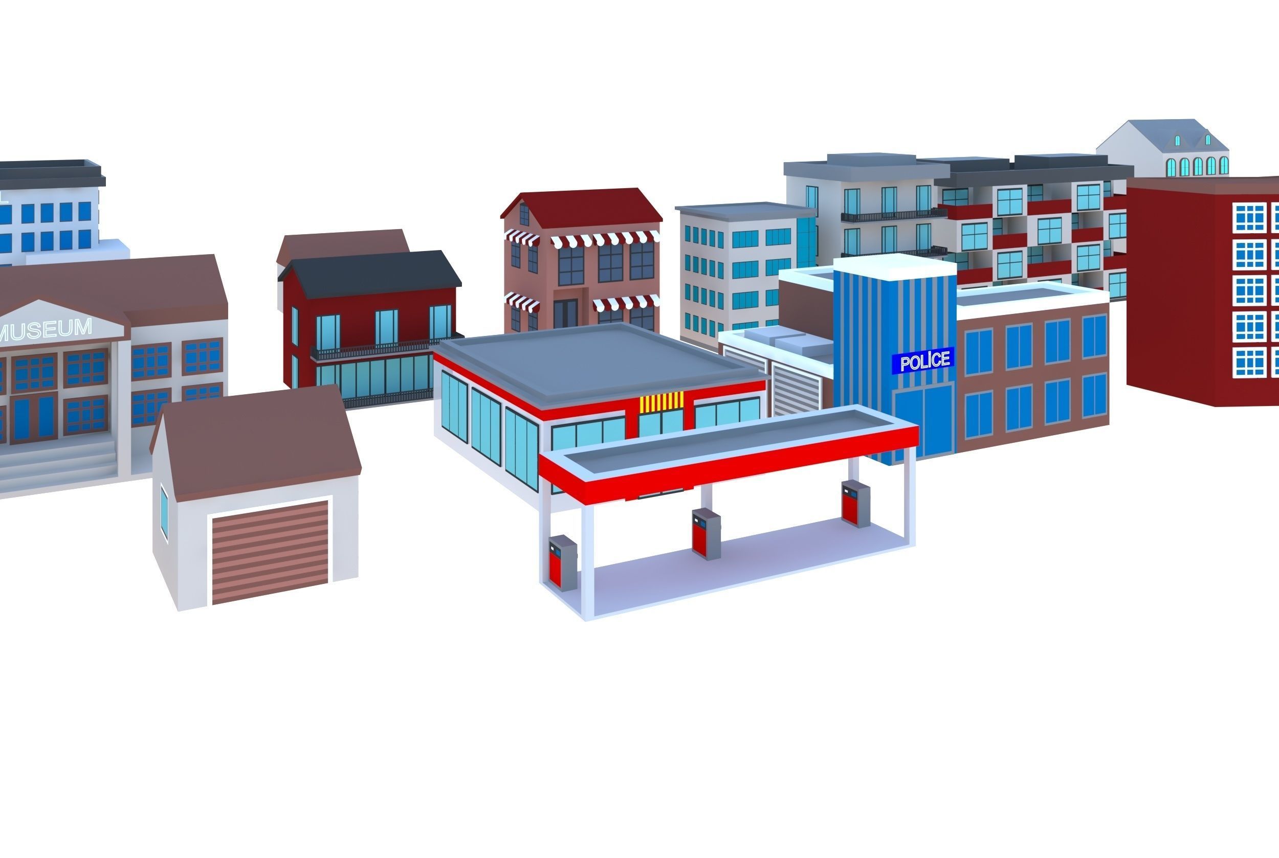 simple buildings 3D model_8