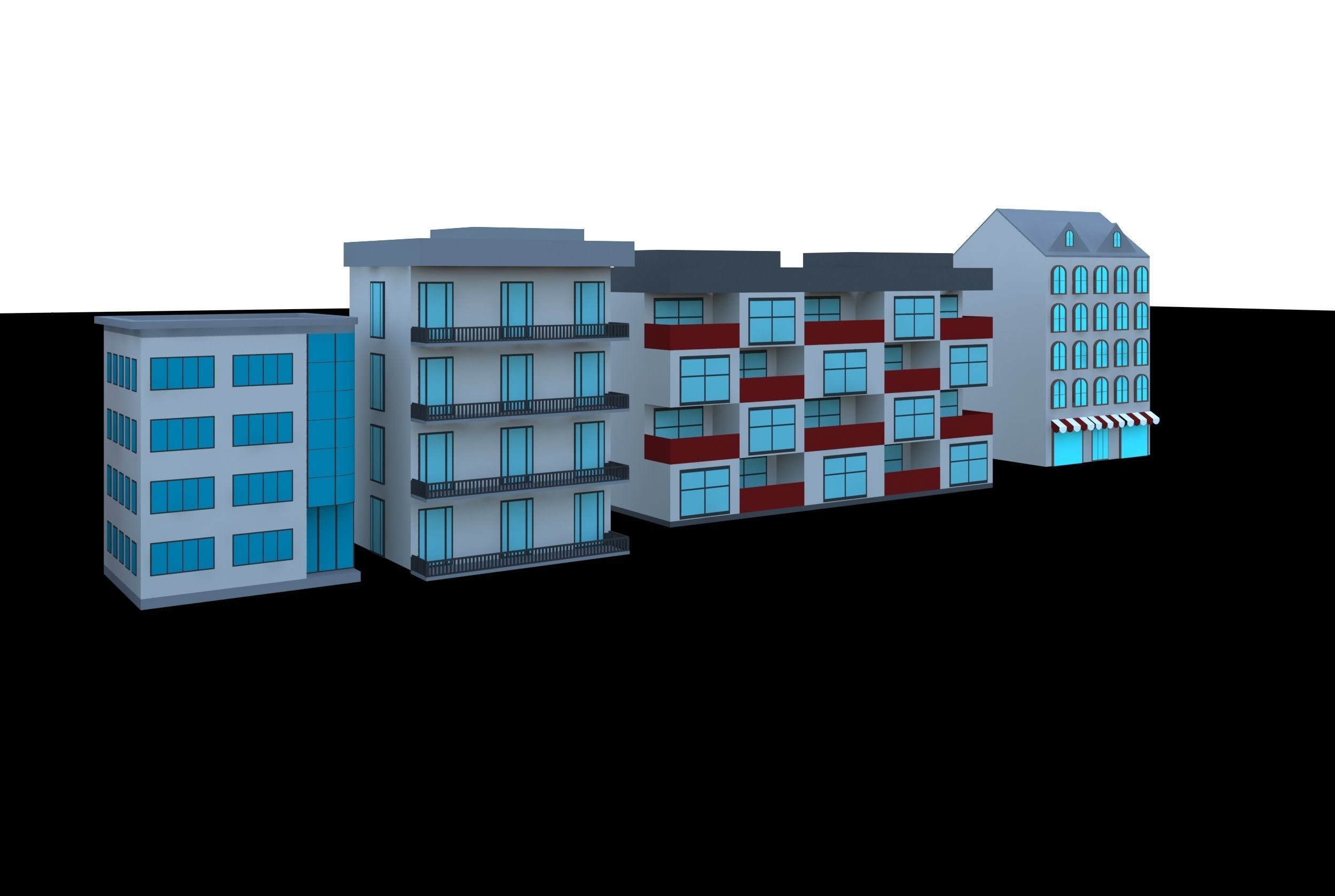 simple buildings 3D model_10