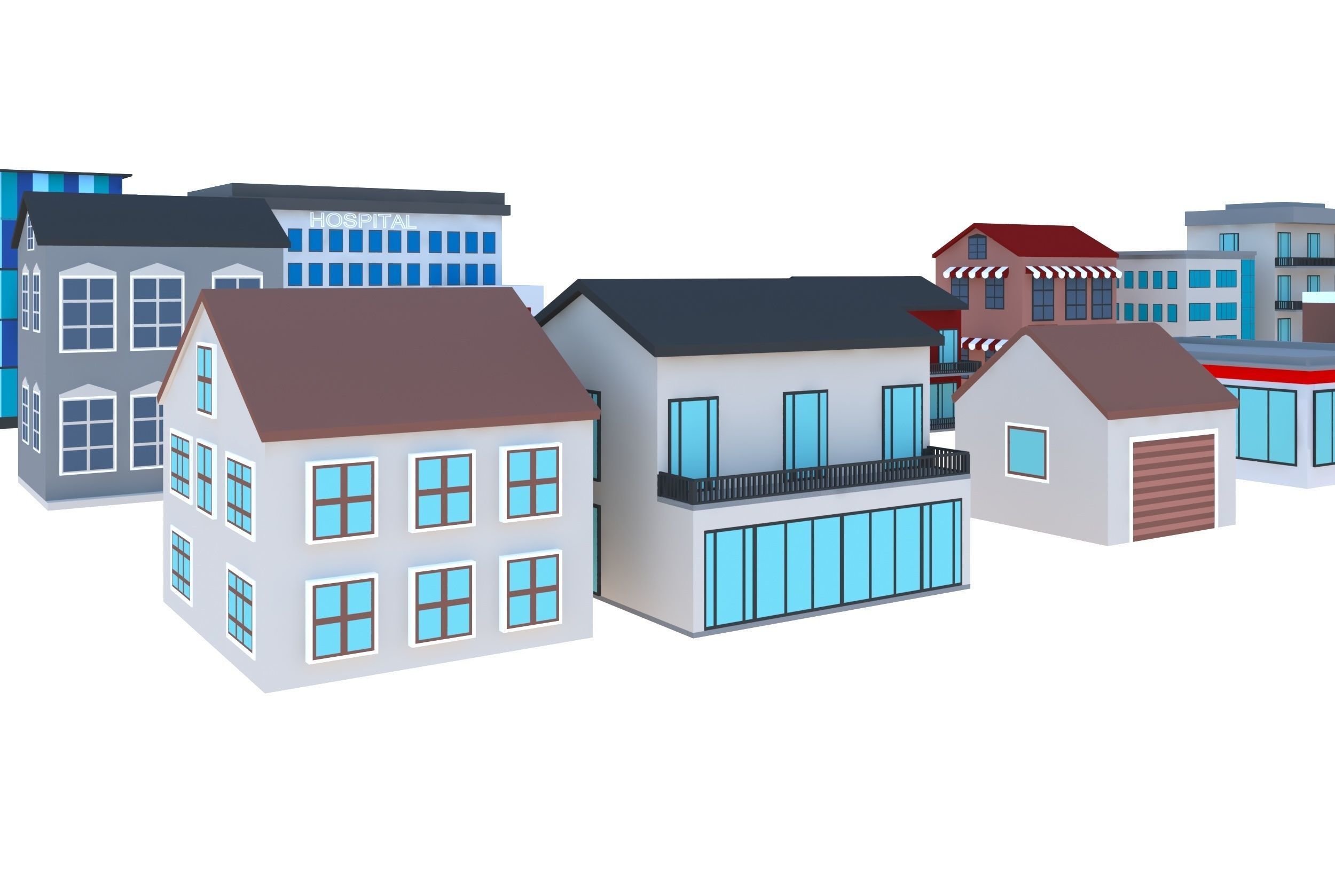 simple buildings 3D model_9