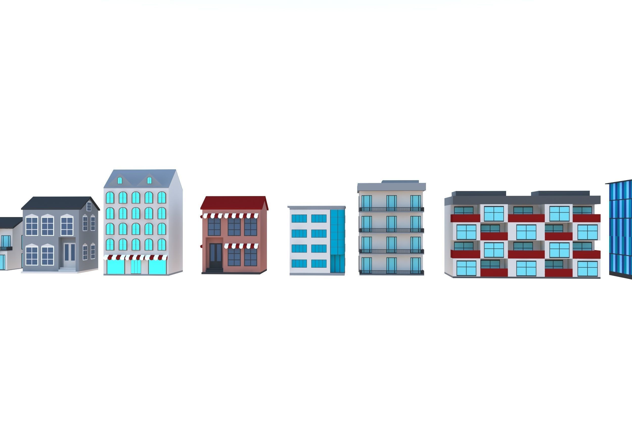 simple buildings 3D model_4