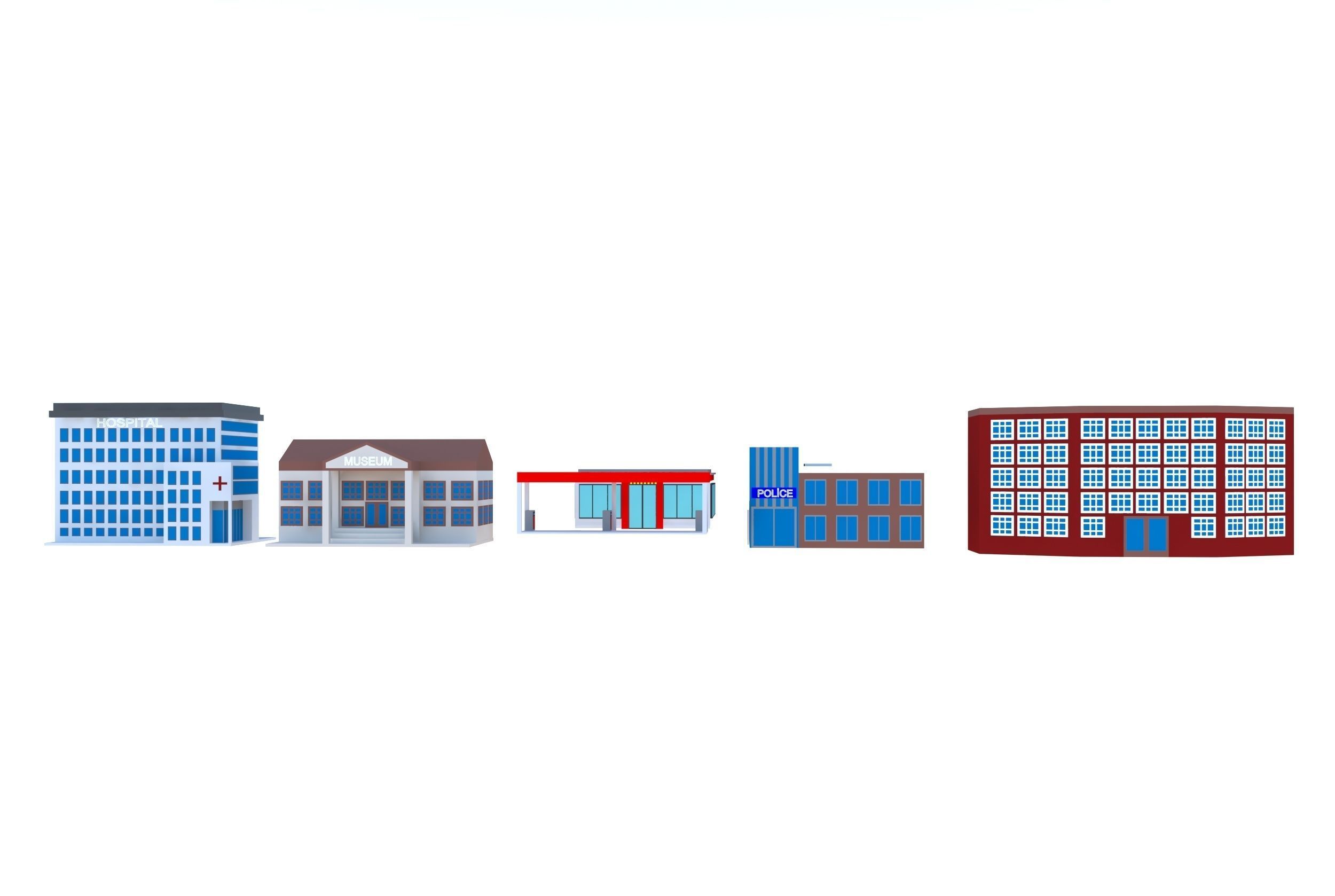 simple buildings 3D model_5