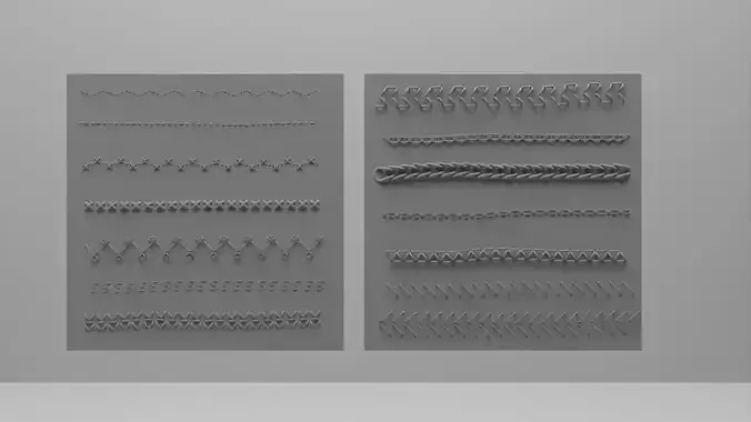 First pack with 14 IMM Stitches Sewing Brush for Zbrush