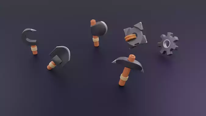 Low Poly  Weapons Pack Low-poly 3D model