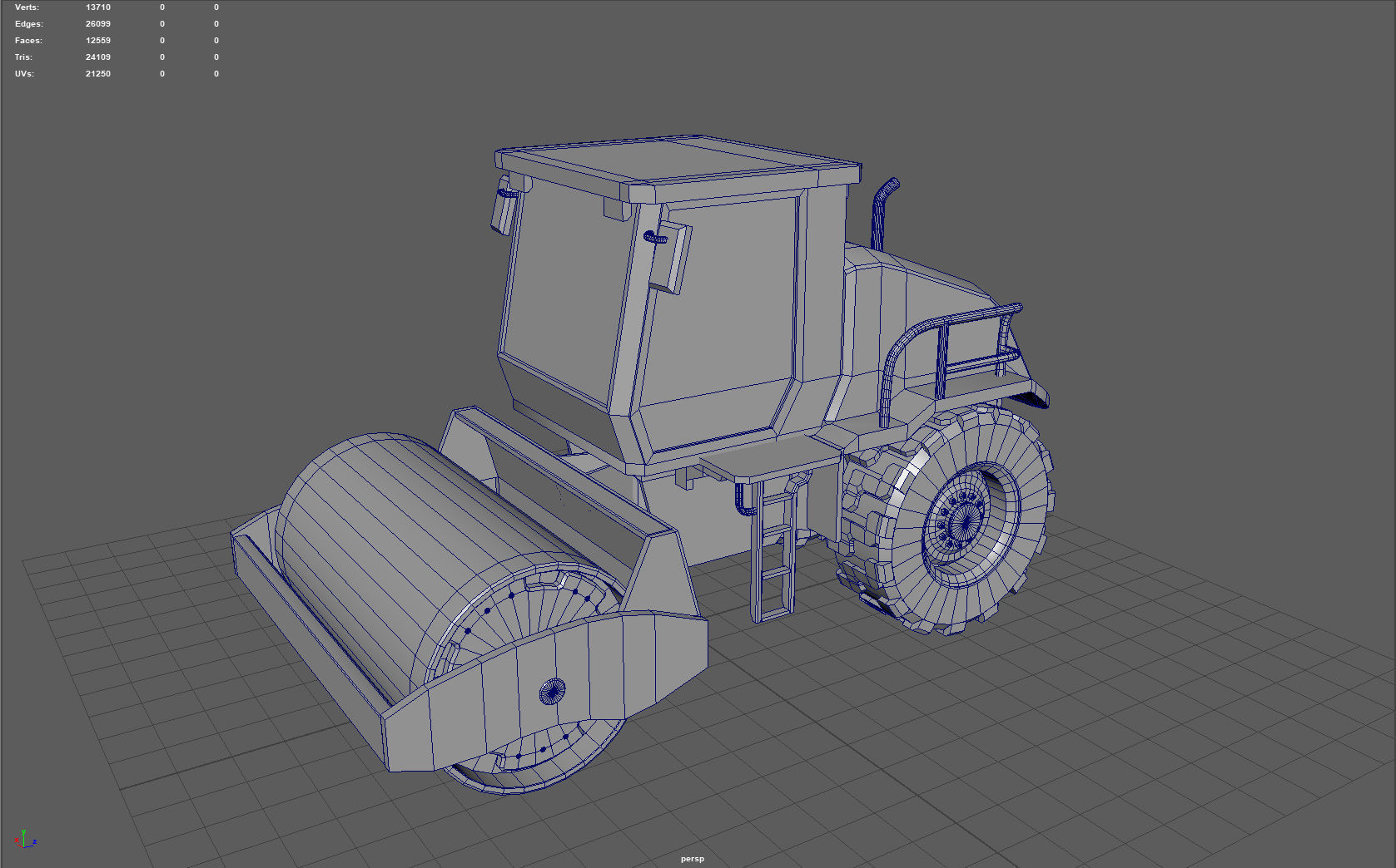 Road roller Low-poly 3D model_7