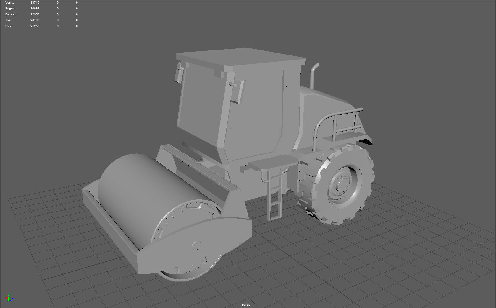 Road roller Low-poly 3D model_6