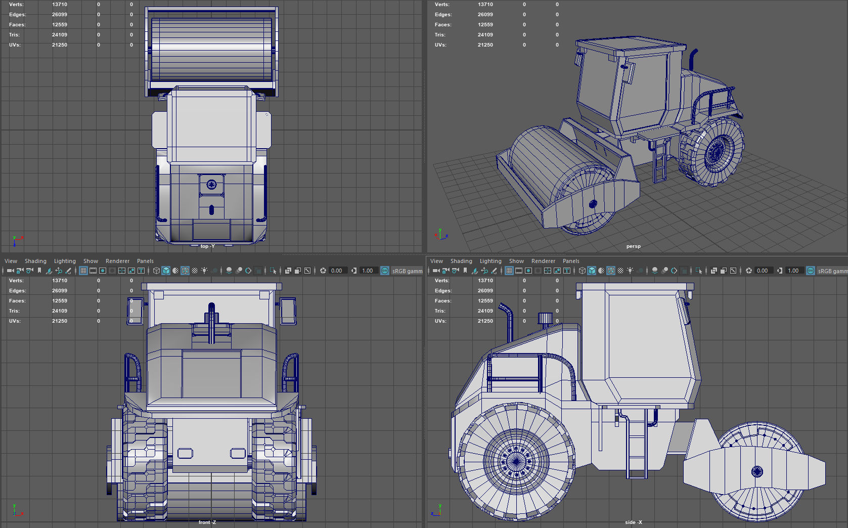 Road roller Low-poly 3D model_10