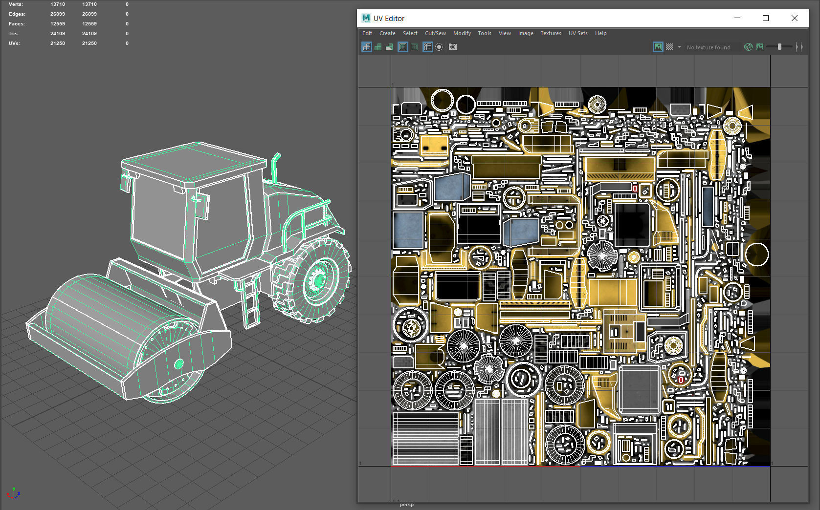 Road roller Low-poly 3D model_11