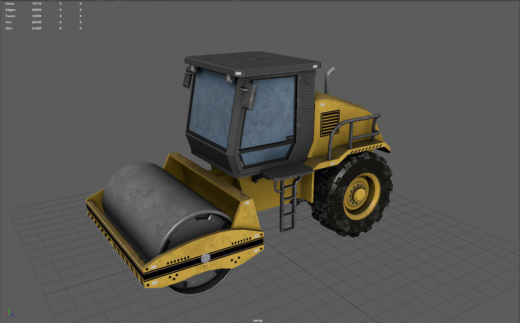Road roller Low-poly 3D model_5