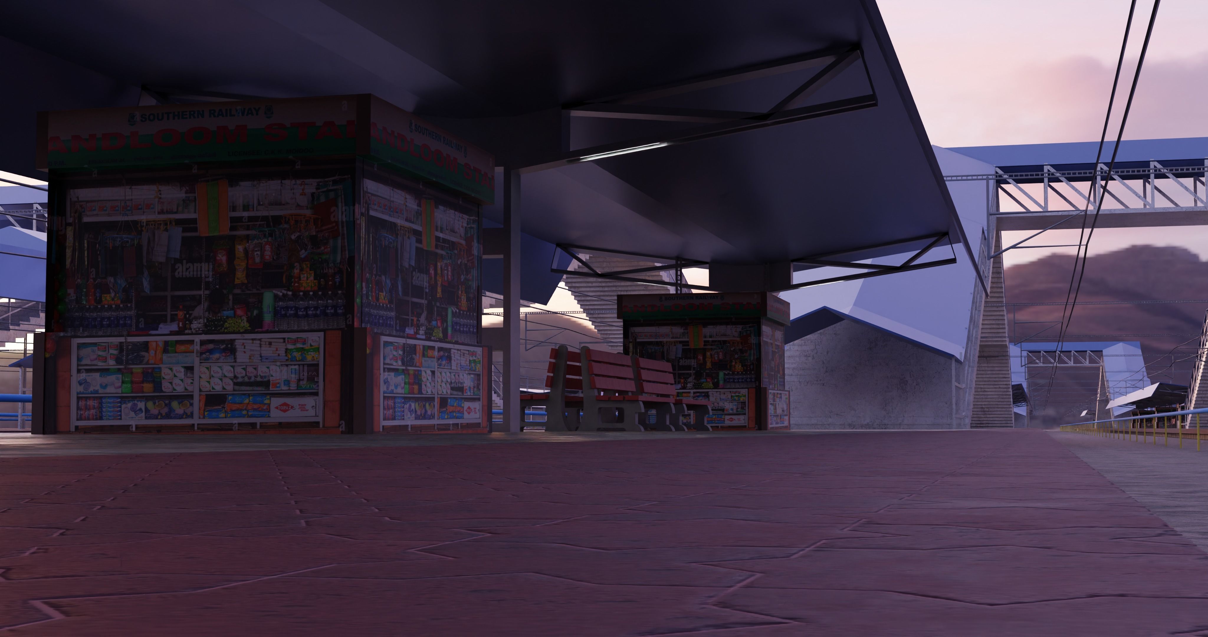 INDIAN RAILWAY STATION Low-poly 3D model_3