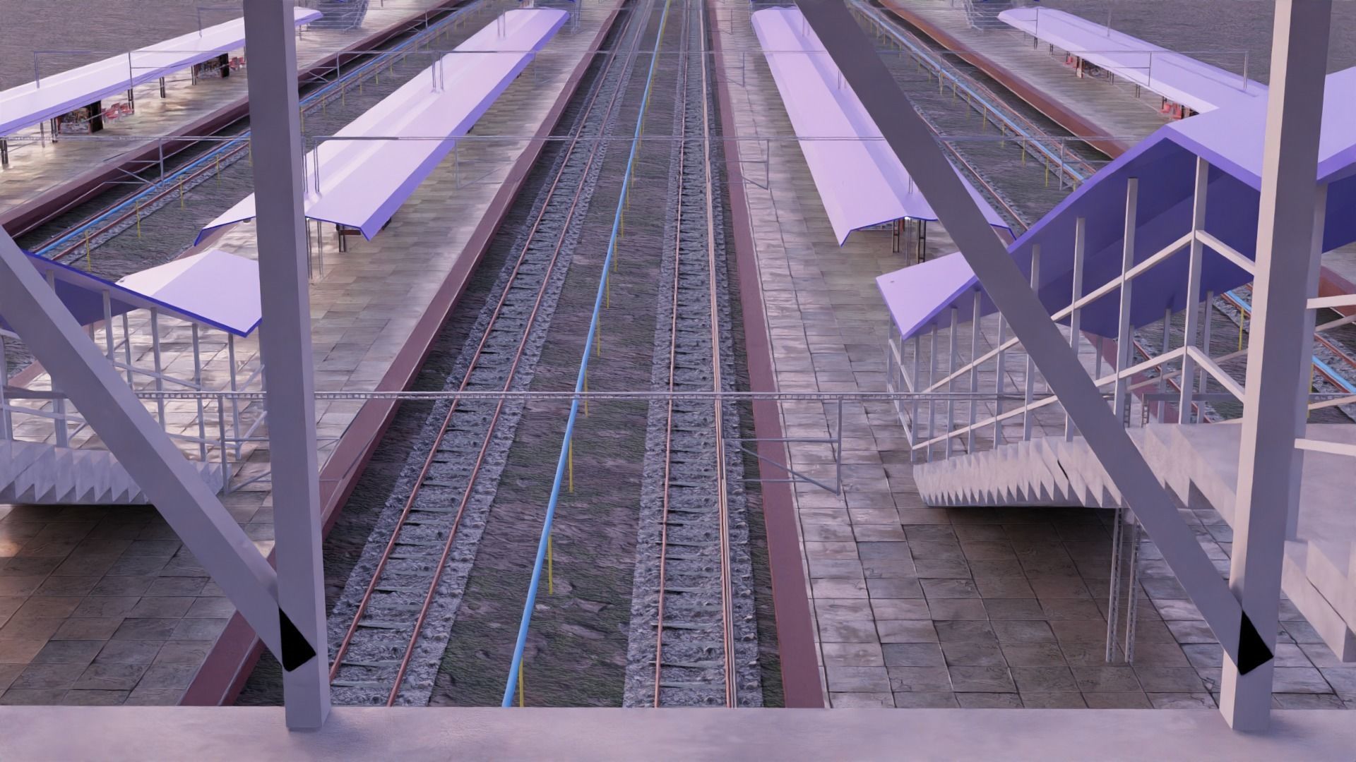 INDIAN RAILWAY STATION Low-poly 3D model_4