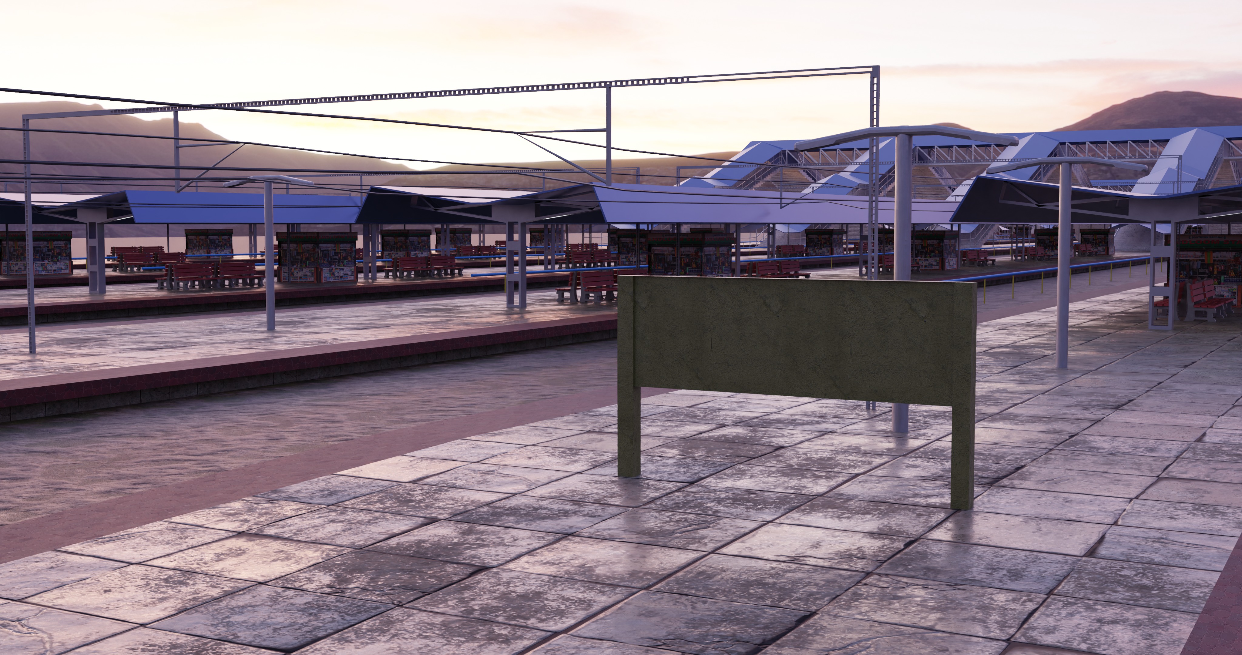 INDIAN RAILWAY STATION Low-poly 3D model_5