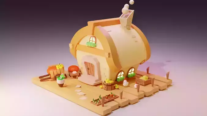 Cartoony  fantasy  farm cottage 3d model