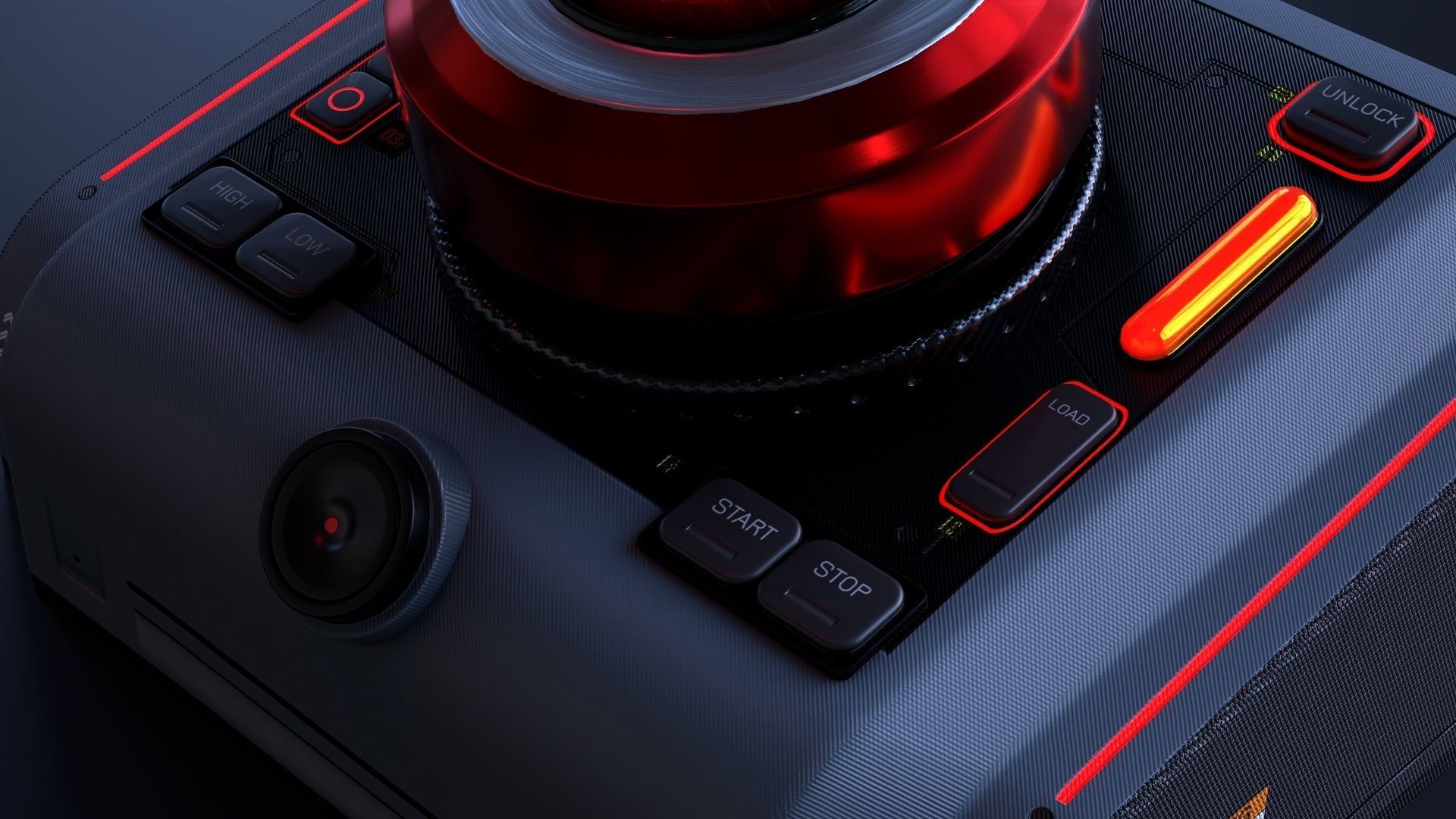 Sci-Fi Red Button V2 Low-poly 3D model_12