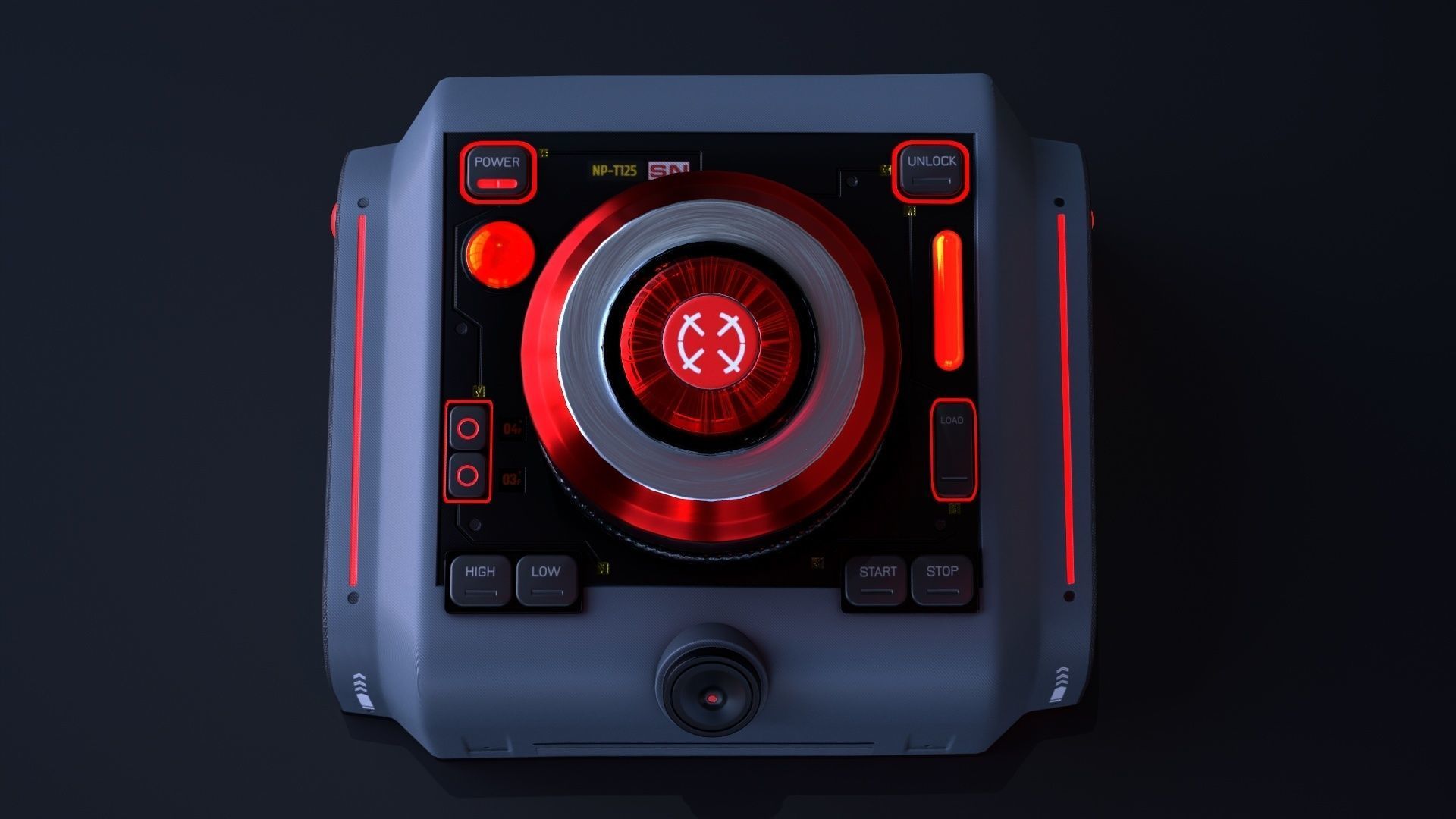 Sci-Fi Red Button V2 Low-poly 3D model_9