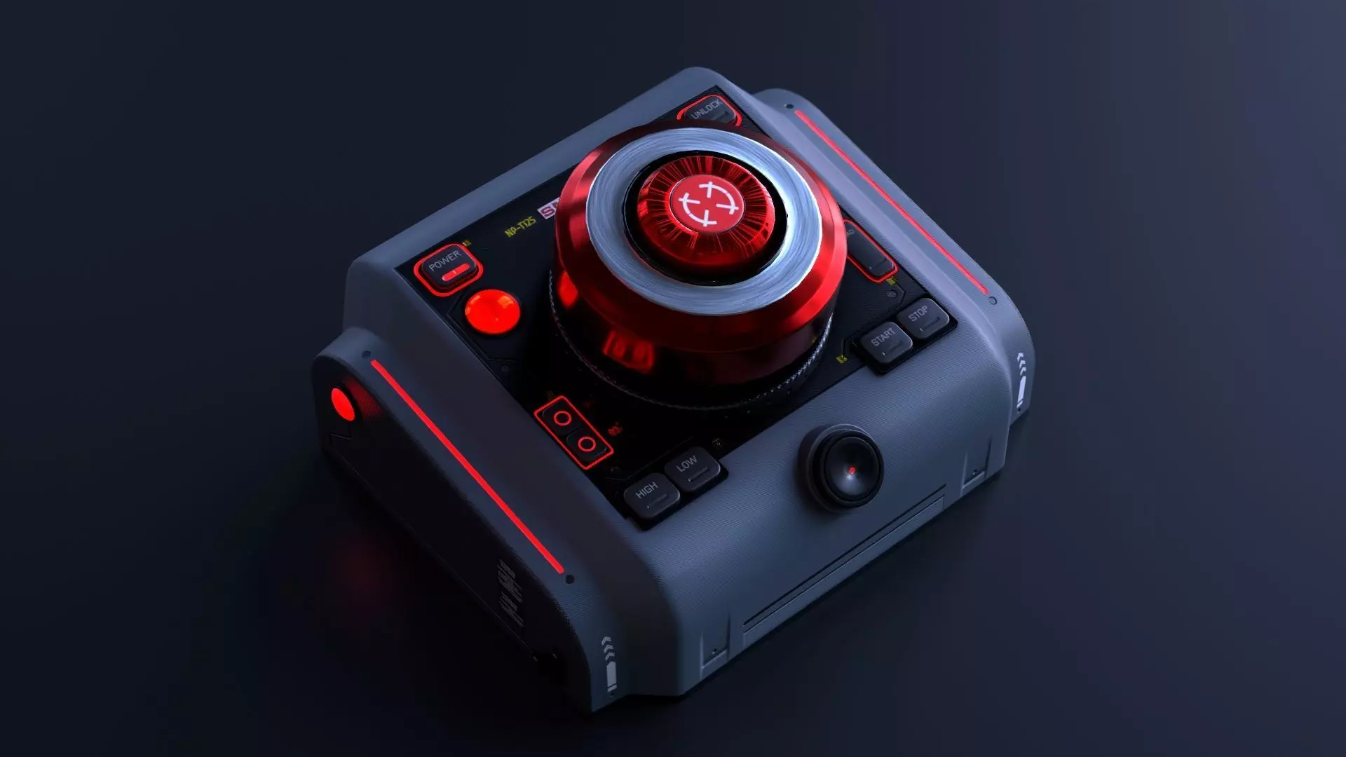 Sci-Fi Red Button V2 Low-poly 3D model_0
