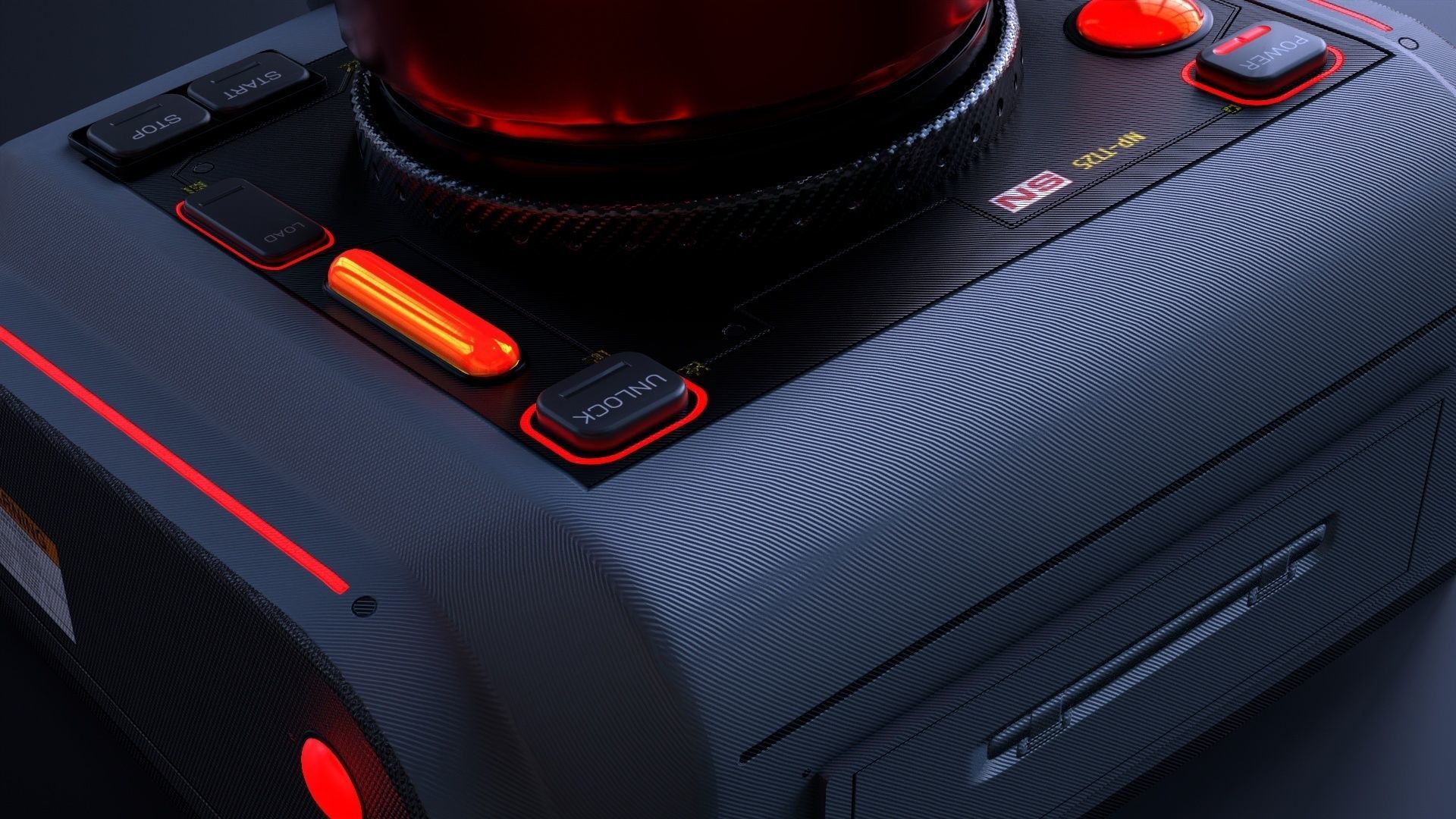 Sci-Fi Red Button V2 Low-poly 3D model_14