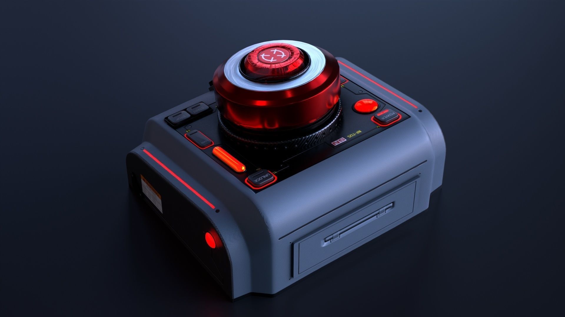 Sci-Fi Red Button V2 Low-poly 3D model_4