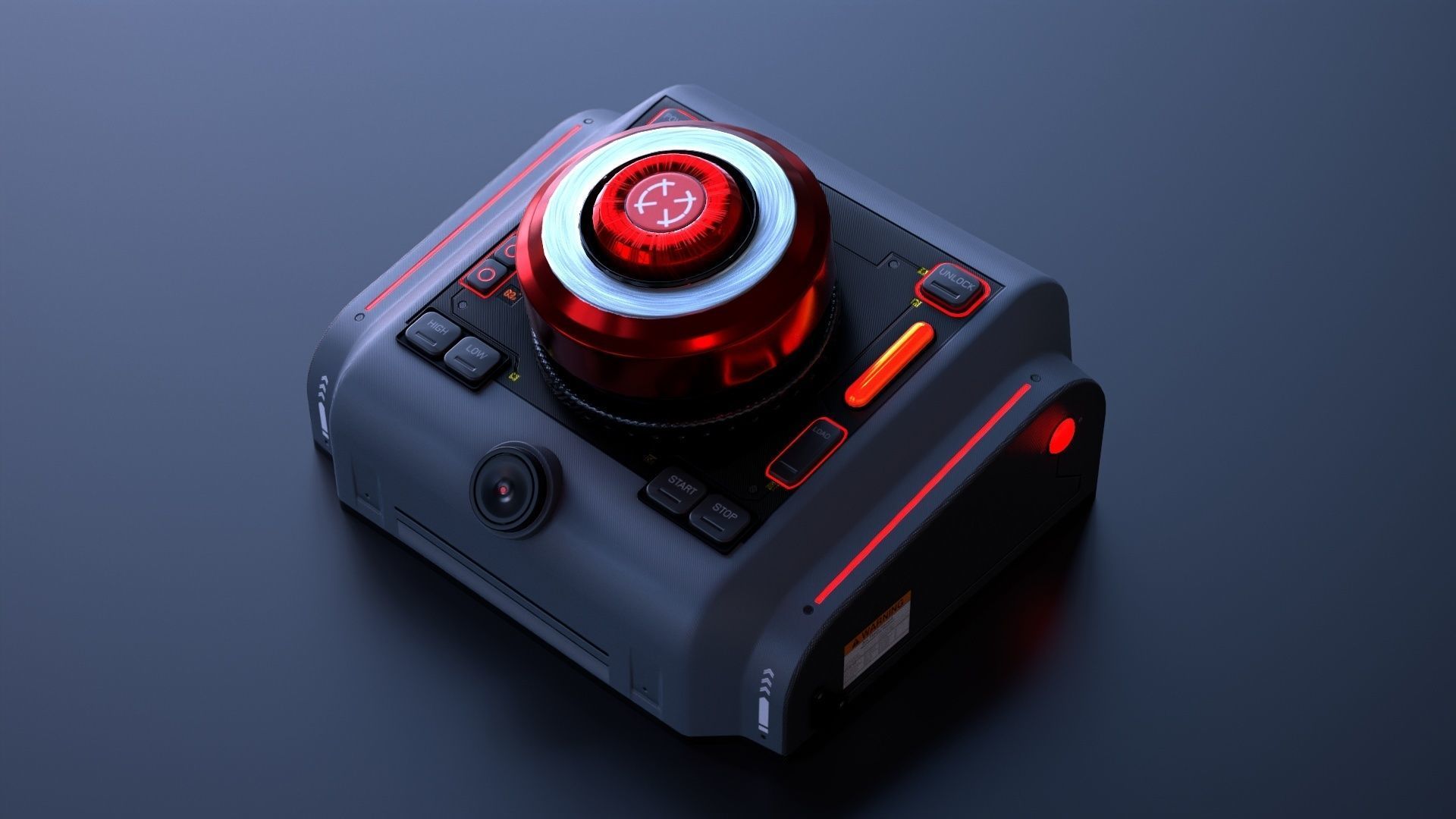 Sci-Fi Red Button V2 Low-poly 3D model_2