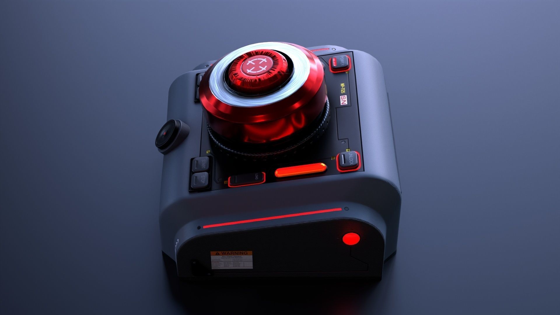 Sci-Fi Red Button V2 Low-poly 3D model_3