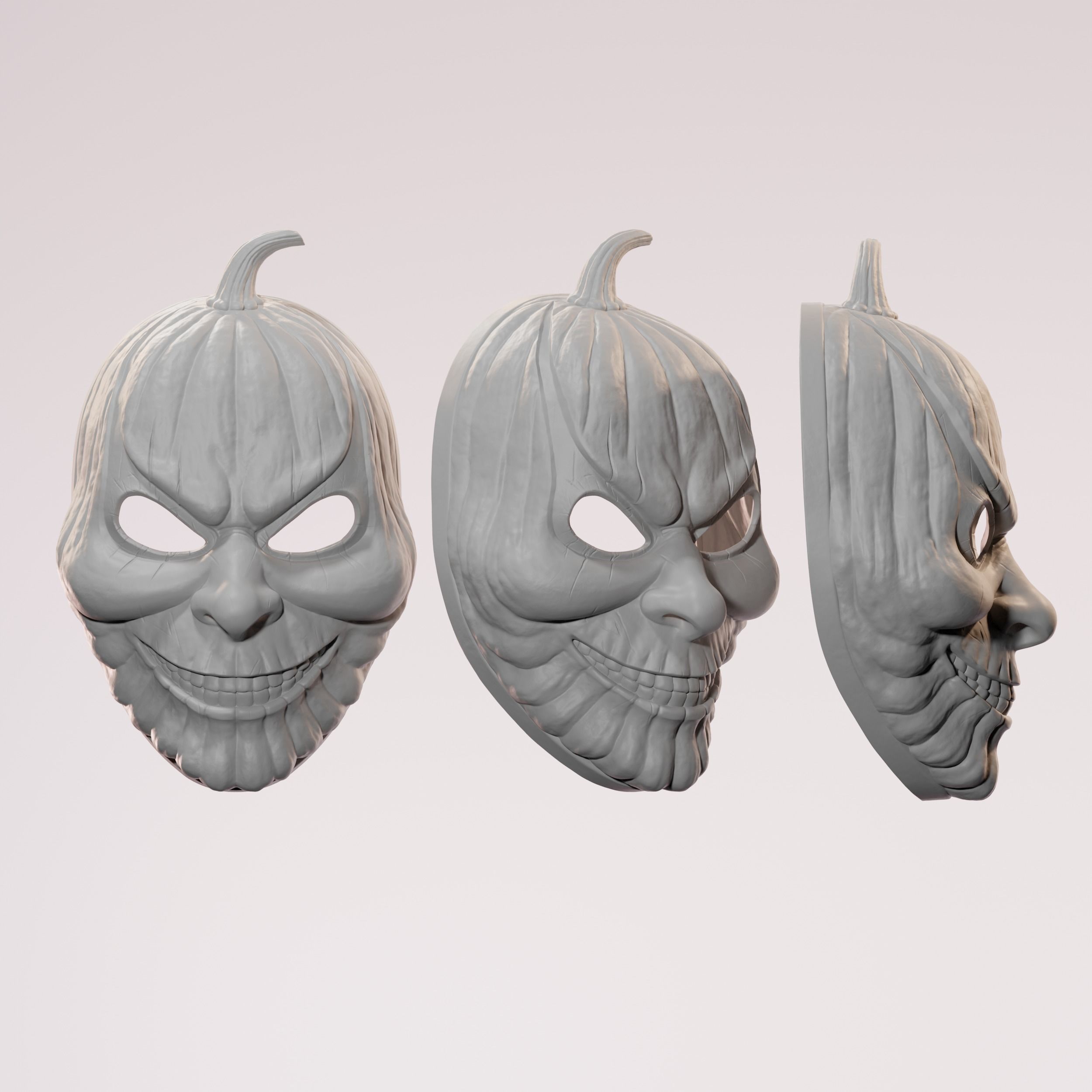 Unique 3D Model of a Spooky Pumpkin Mask for Halloween 3D print model_5