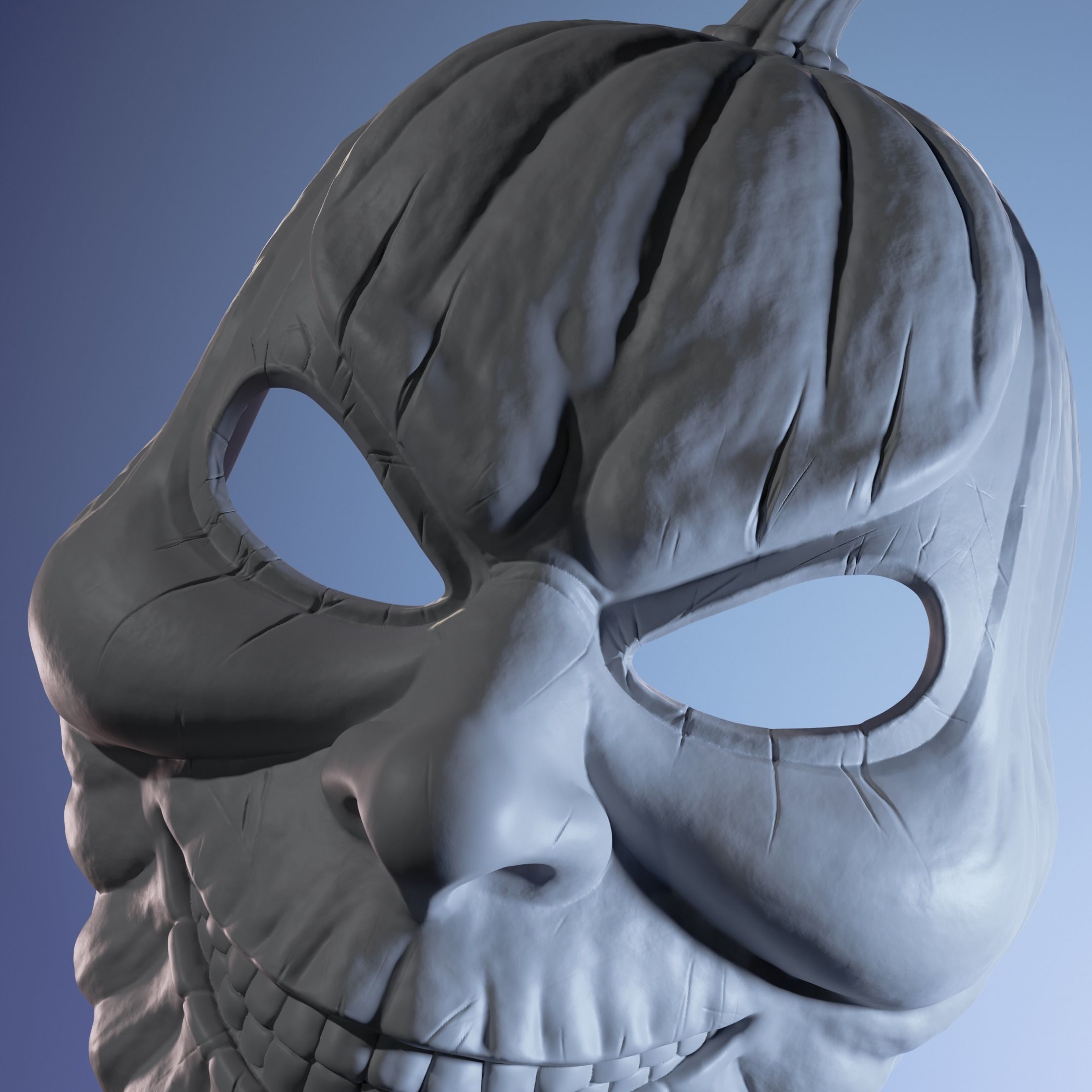 Unique 3D Model of a Spooky Pumpkin Mask for Halloween 3D print model_2