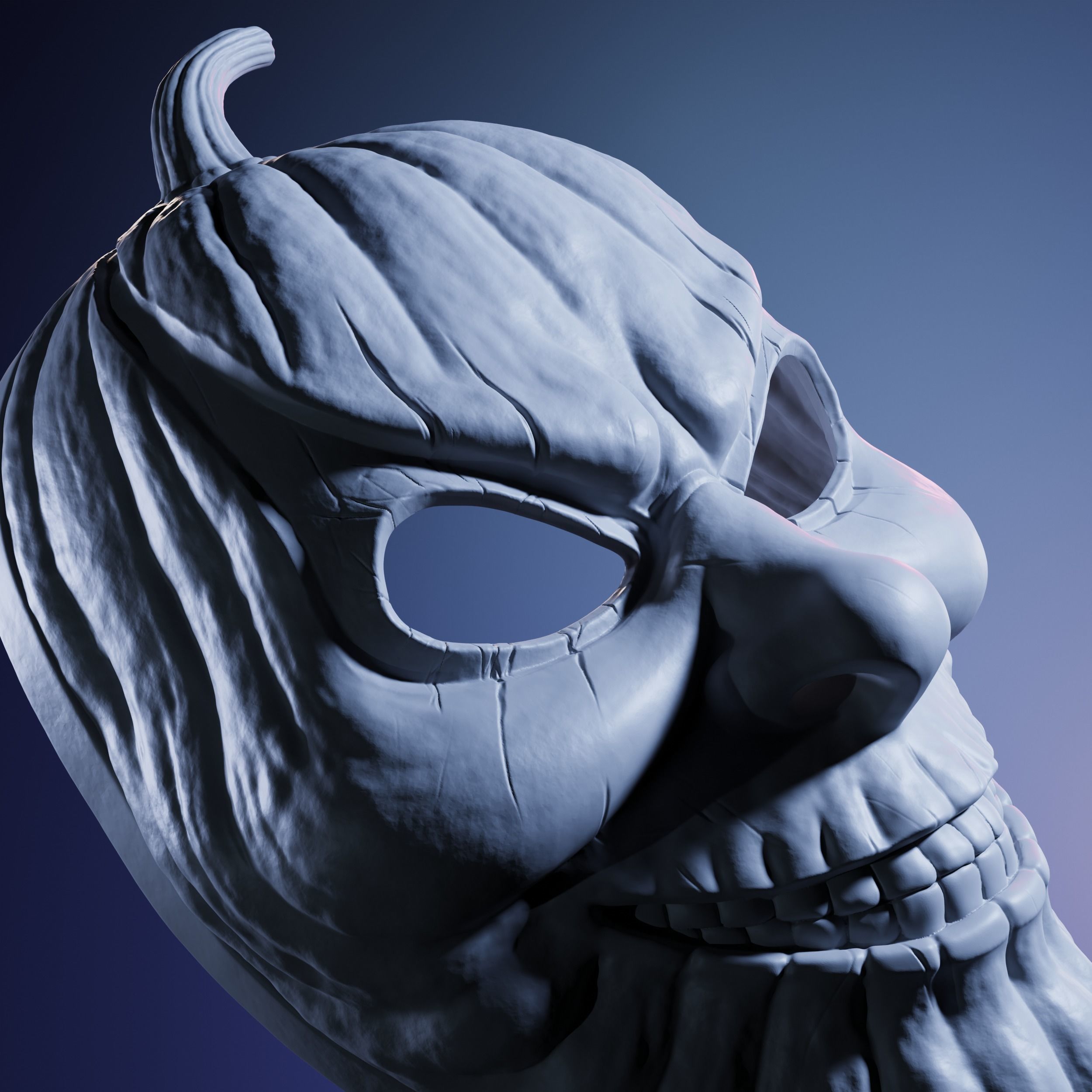 Unique 3D Model of a Spooky Pumpkin Mask for Halloween 3D print model_3