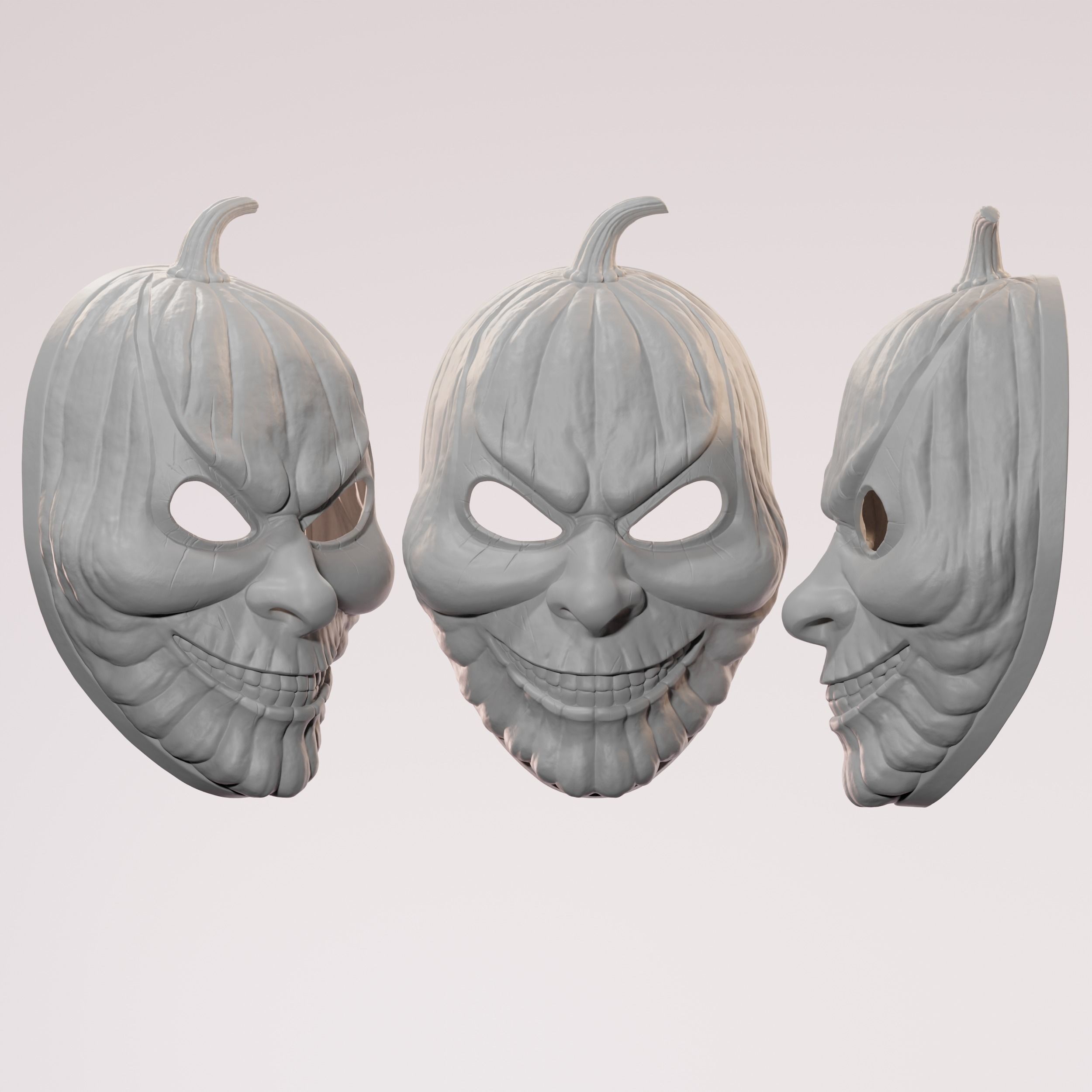 Unique 3D Model of a Spooky Pumpkin Mask for Halloween 3D print model_4