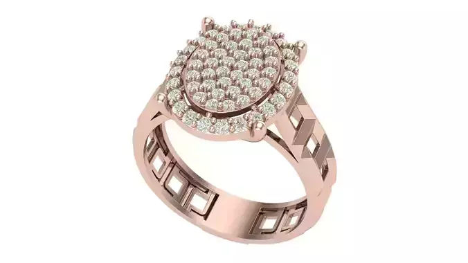 Oval Bloom ring with a Tiffany Shank 3D print model