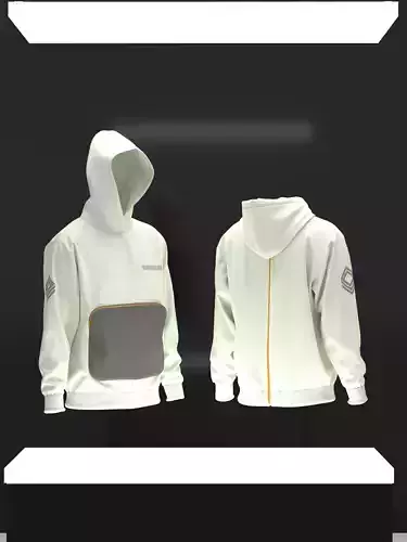 Male hoodie pocket zipper print logo