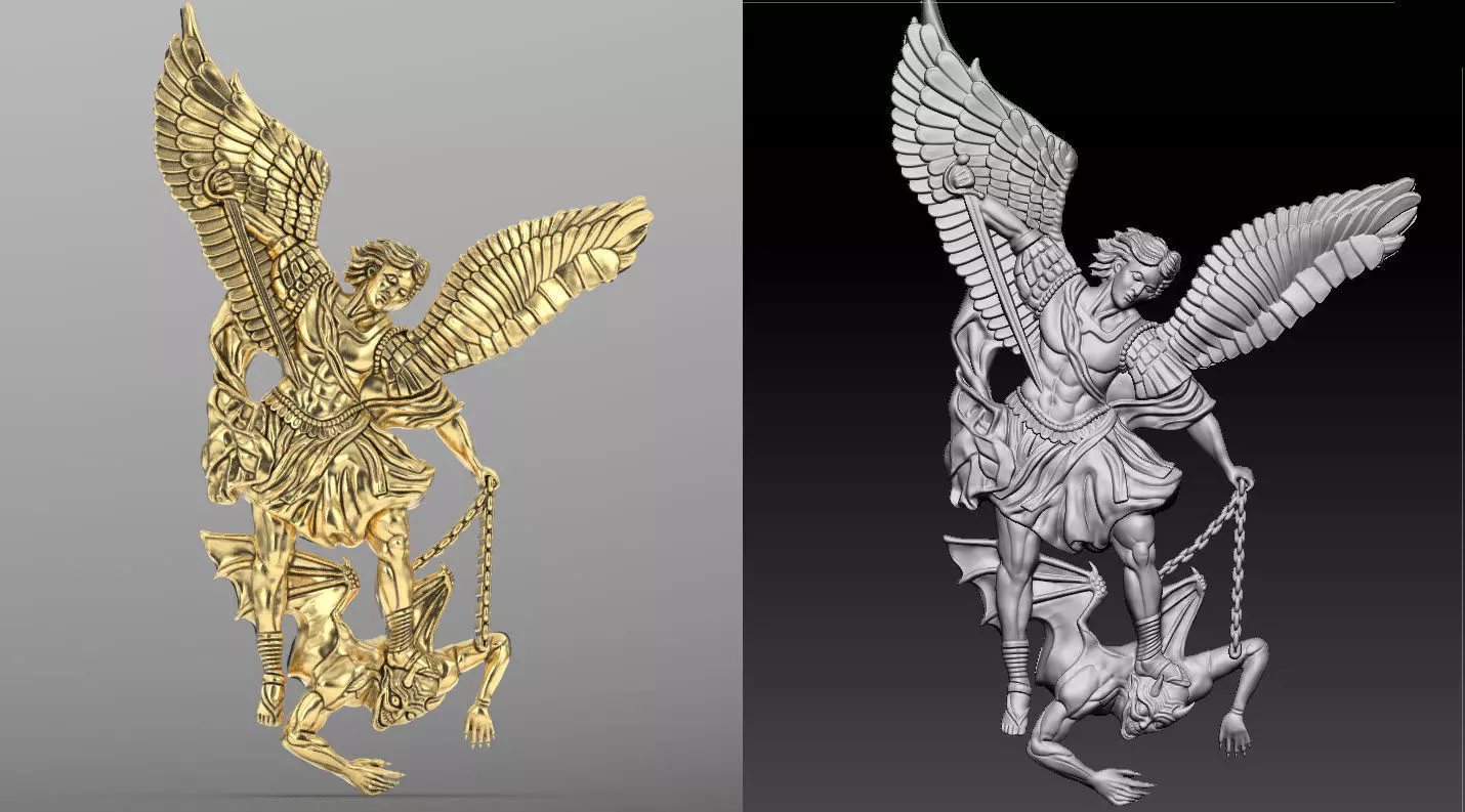 Archangel saint Michael Bas-Relief 3D print model_0
