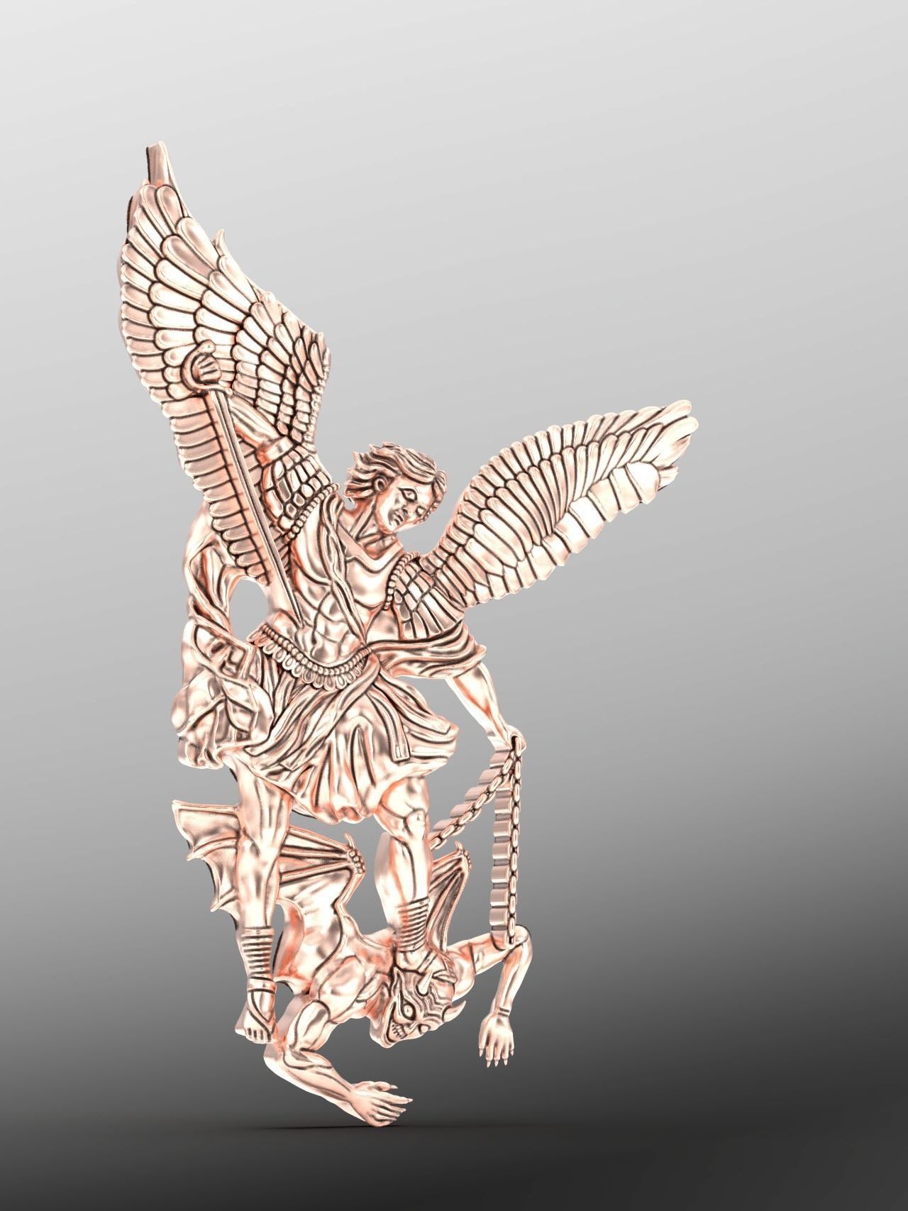 Archangel saint Michael Bas-Relief 3D print model_6