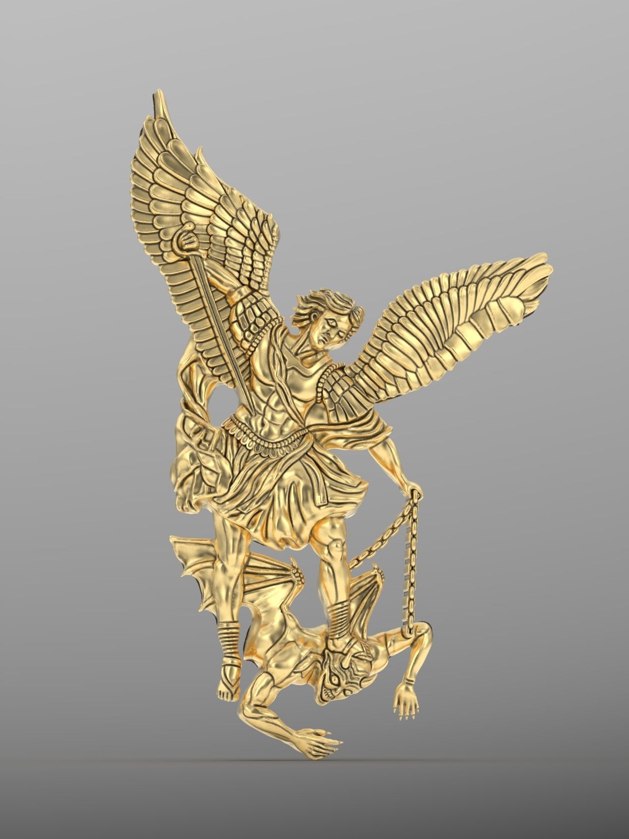 Archangel saint Michael Bas-Relief 3D print model_12