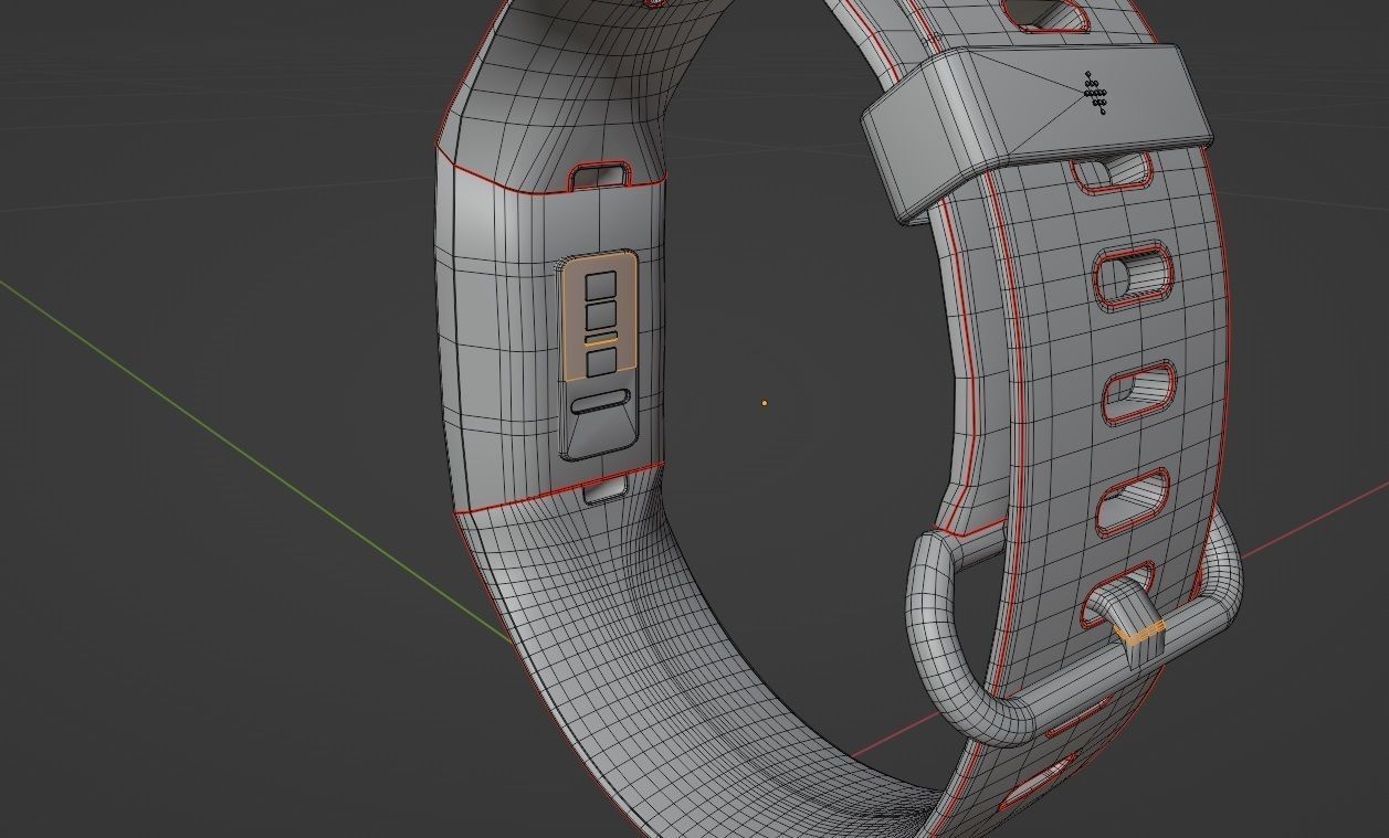 FITBIT CHARGE 4 SMART BURGUNDY Low-poly 3D model_9