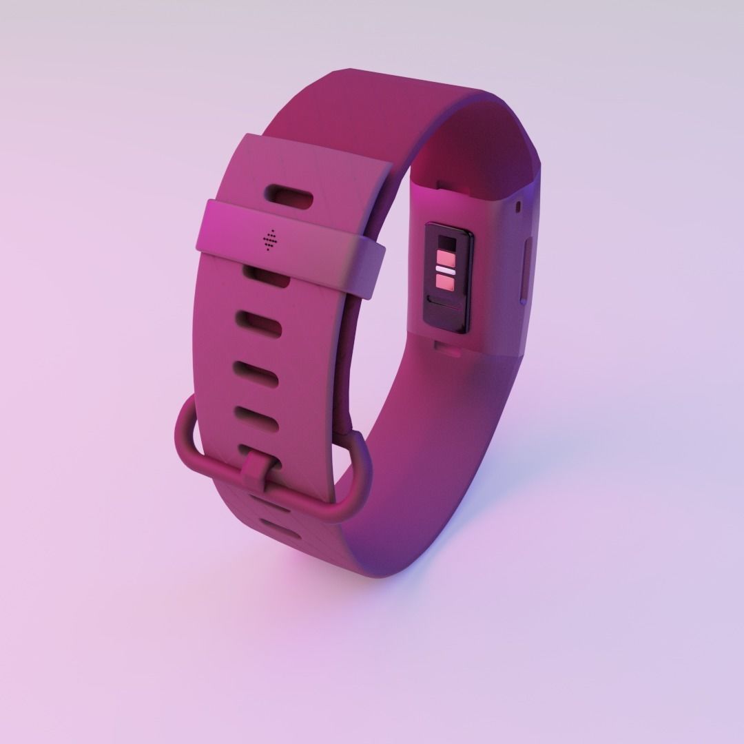 FITBIT CHARGE 4 SMART BURGUNDY Low-poly 3D model_4
