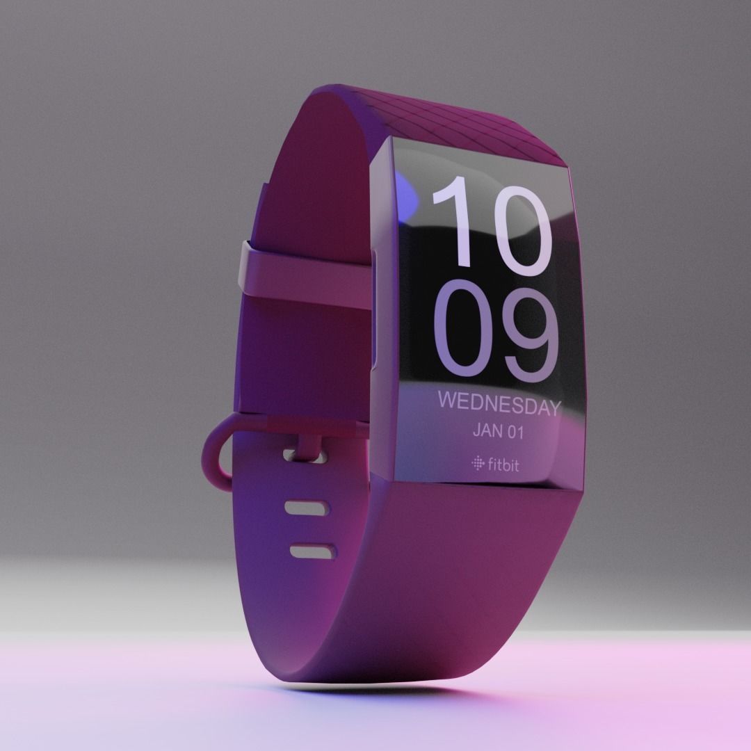 FITBIT CHARGE 4 SMART BURGUNDY Low-poly 3D model_1