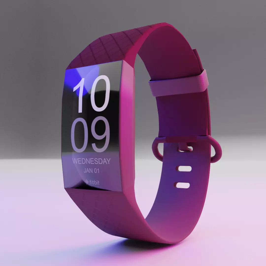 FITBIT CHARGE 4 SMART BURGUNDY Low-poly 3D model_0
