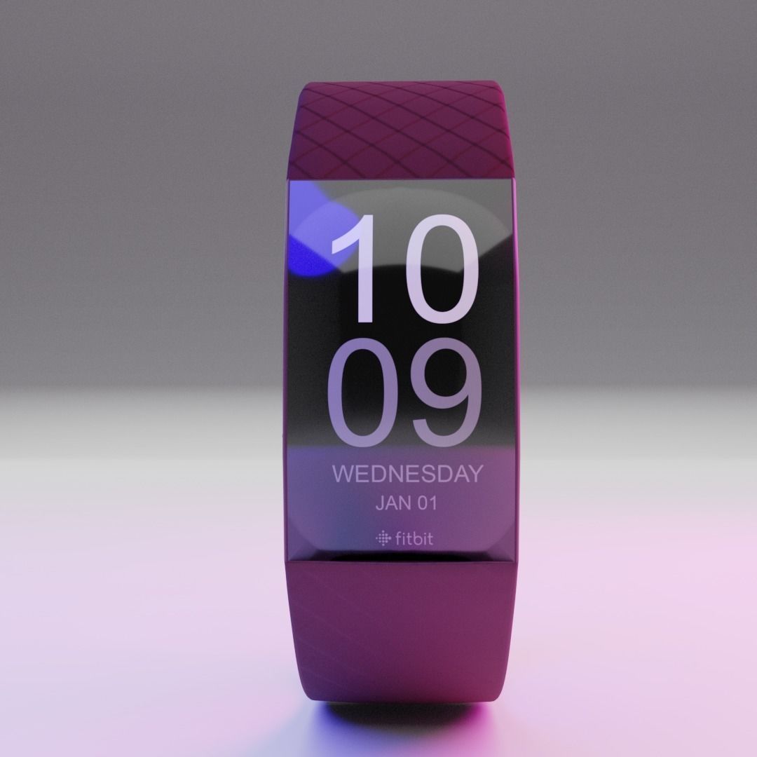 FITBIT CHARGE 4 SMART BURGUNDY Low-poly 3D model_2