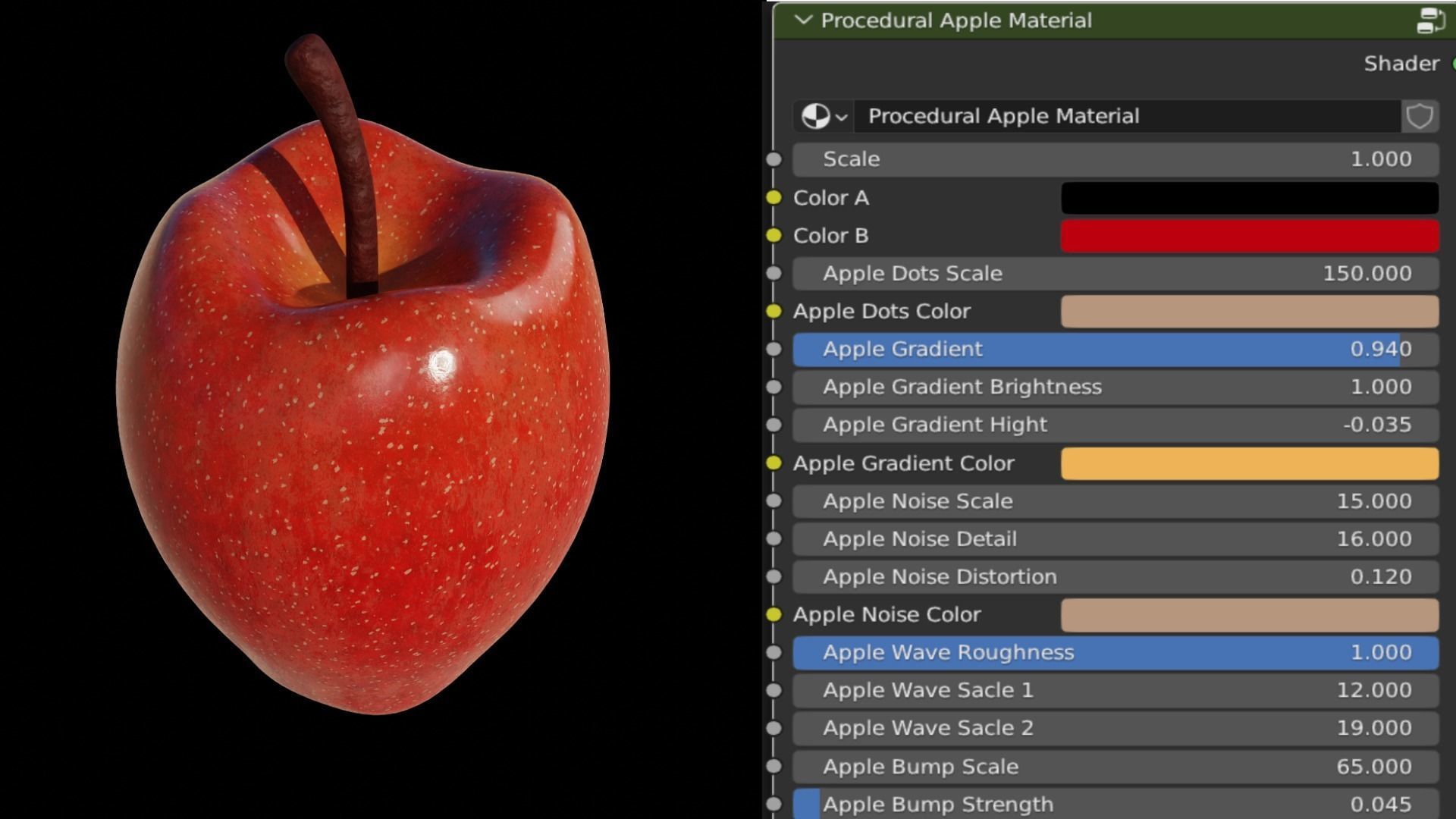 Procedural Apple Material 3D model_1