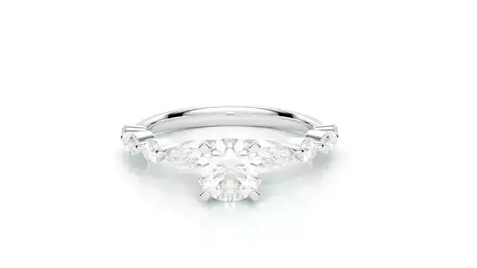 Engagement Solitaire Marquise Stone Ring 3D print model 07