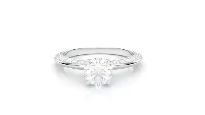 Engagement Solitaire Herringbone Ring 3D Model 3D print model 09