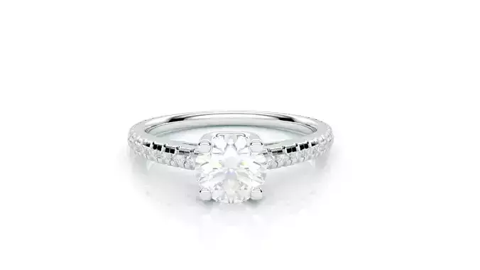 Engagement Solitaire Ring Round Accent Stone 10