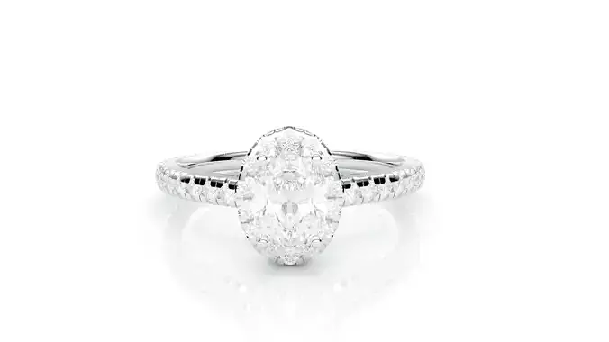 Engagement Oval Cut Solitaire Ring Round Accent Stone 12