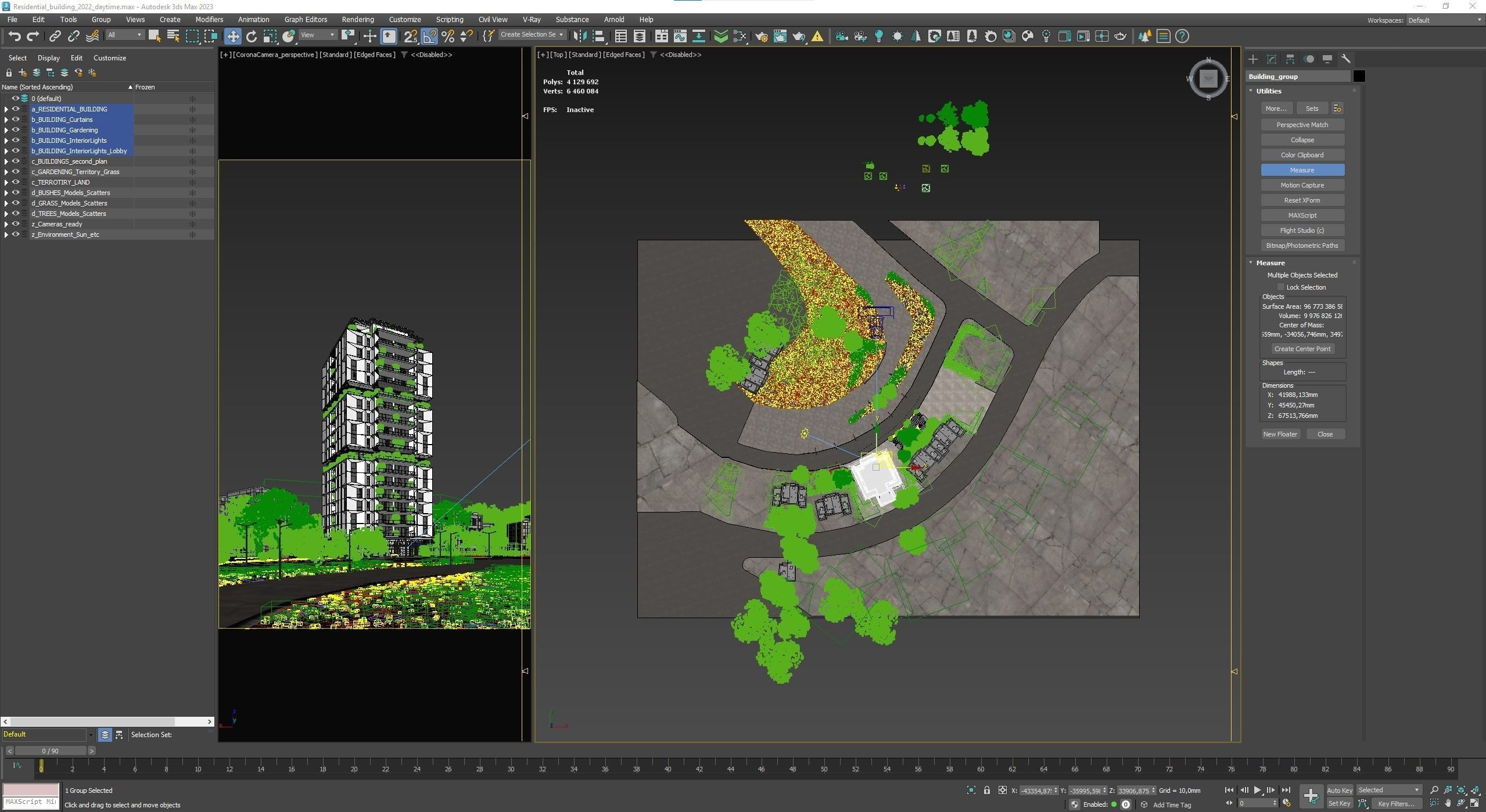 Residential building geometrical facade daytime 3D model_5