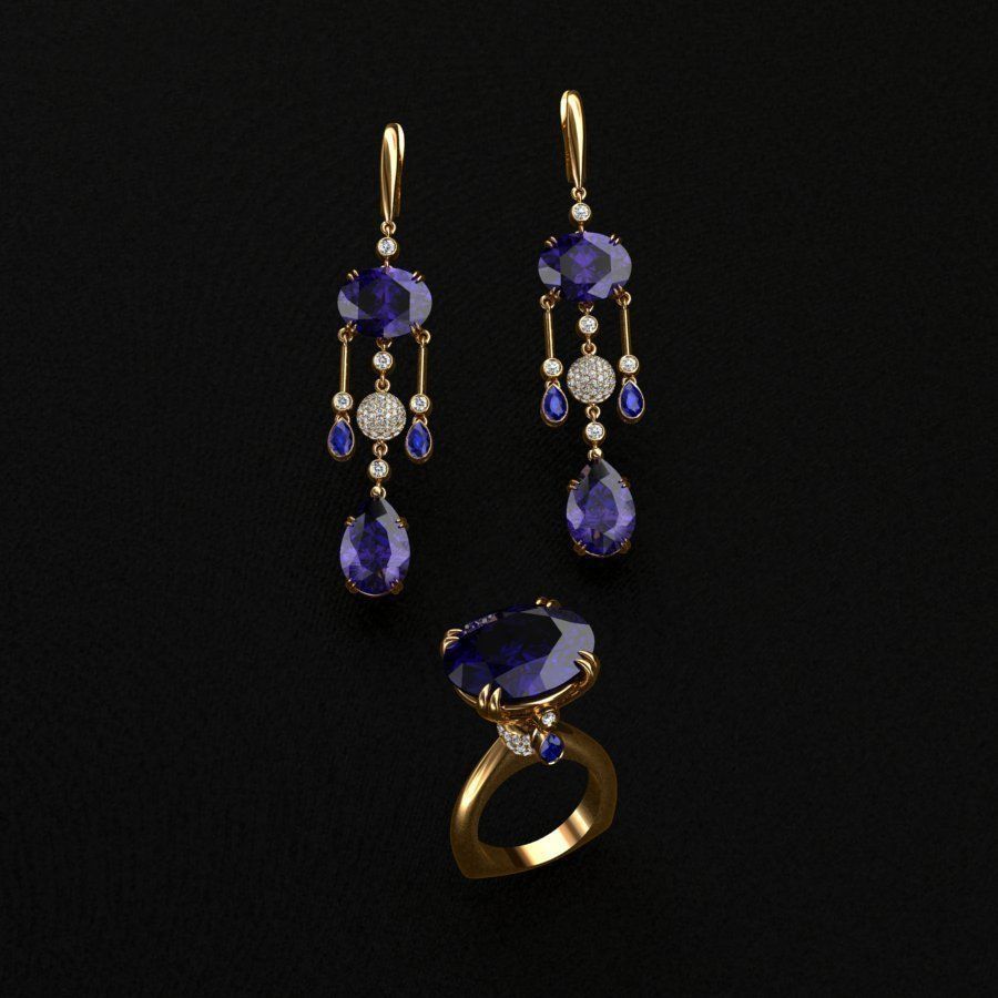 Ring and Earrings  3D print model_6