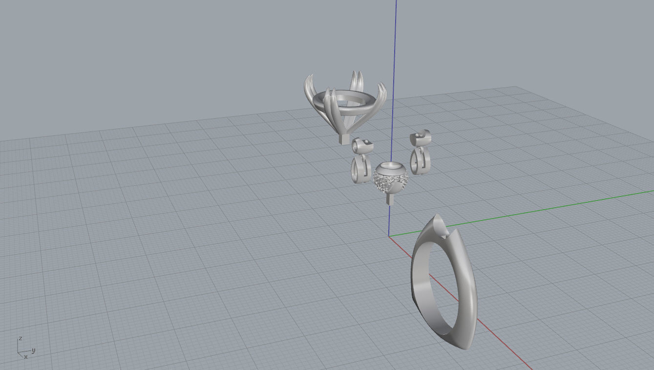 Ring and Earrings  3D print model_12